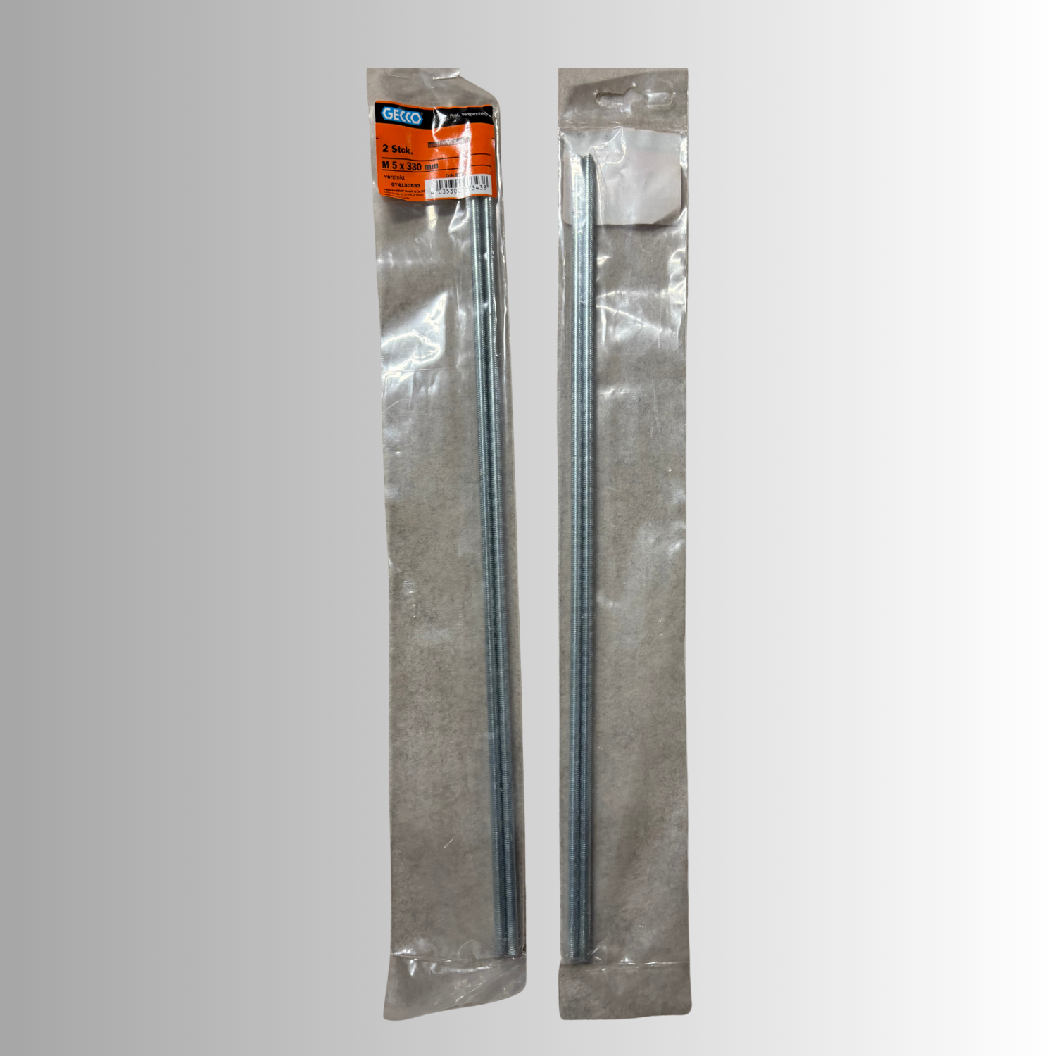 No.181 Gecco Gewindestücke / Gewindestange M5x330mm -  2 Stück Verzinkt