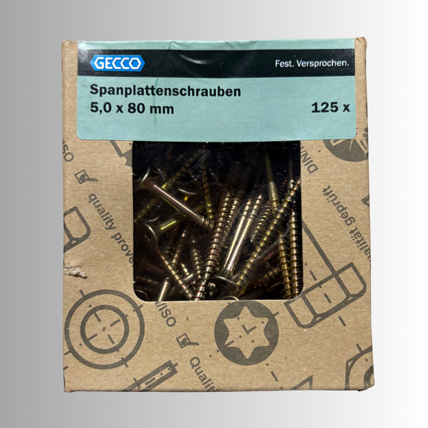 No.254 Gecco Spanplattenschrauben 5,0x80mm - 125 Stück Verzinnkt