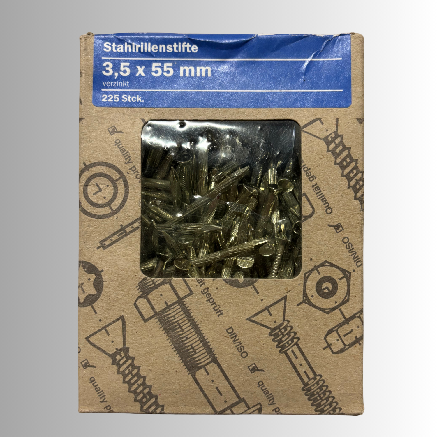 No.257 Gecco Stahlrillenstifte 3,5x55mm - 225 Stück Verzinkt