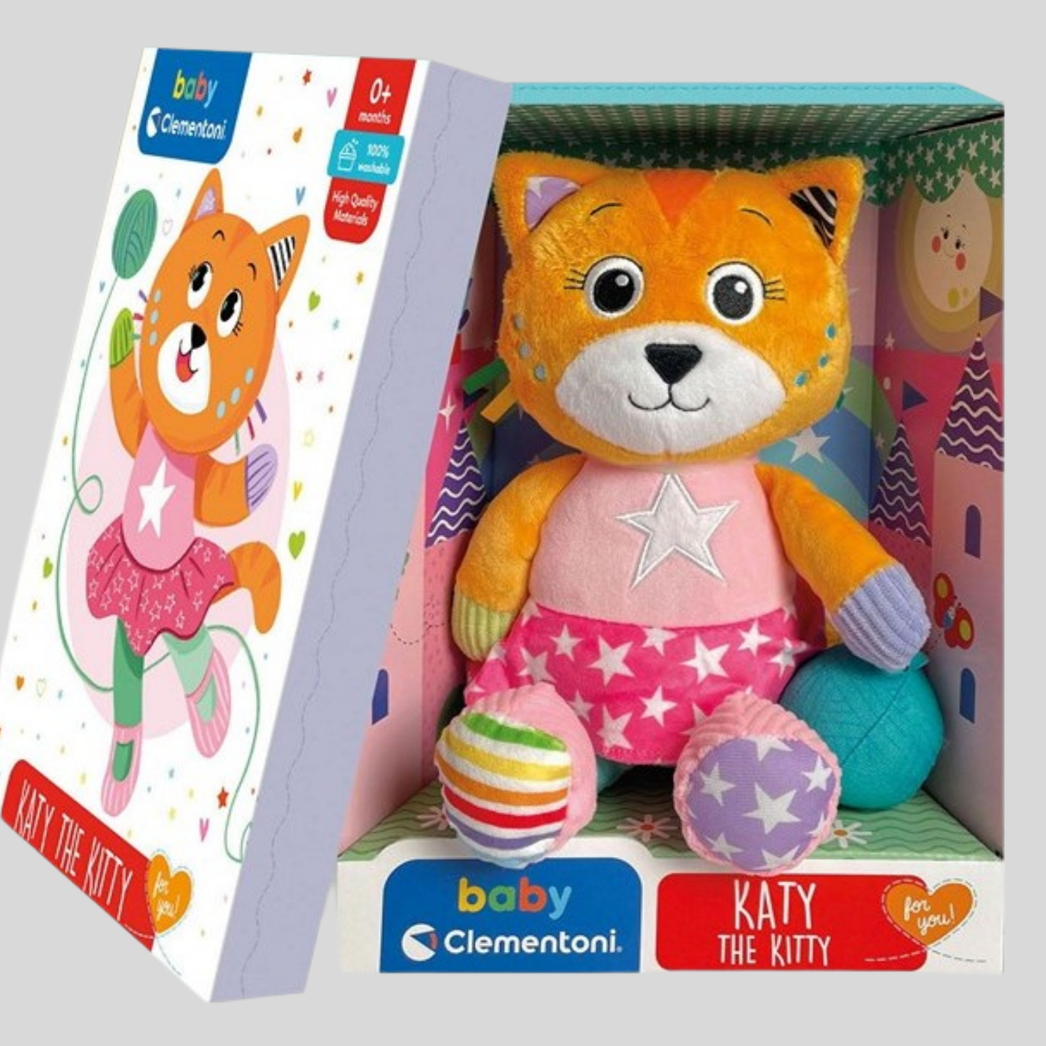 Clementoni - Baby for You Katze Spiel für die erste Kindheit maschinenwaschbar