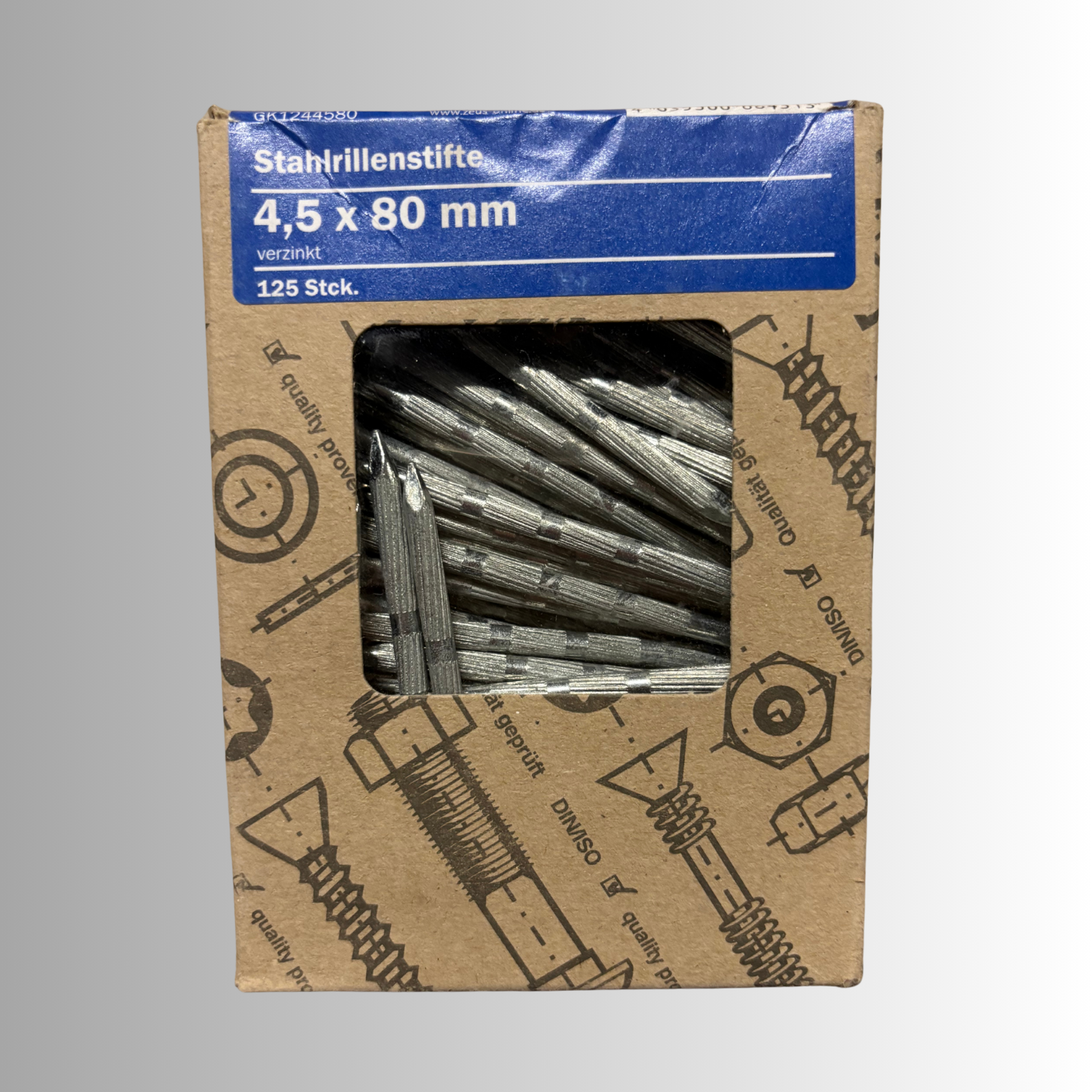 No.261 Gecco Stahlrillenstifte 4,5x80mm - 125 Stück Verzinkt