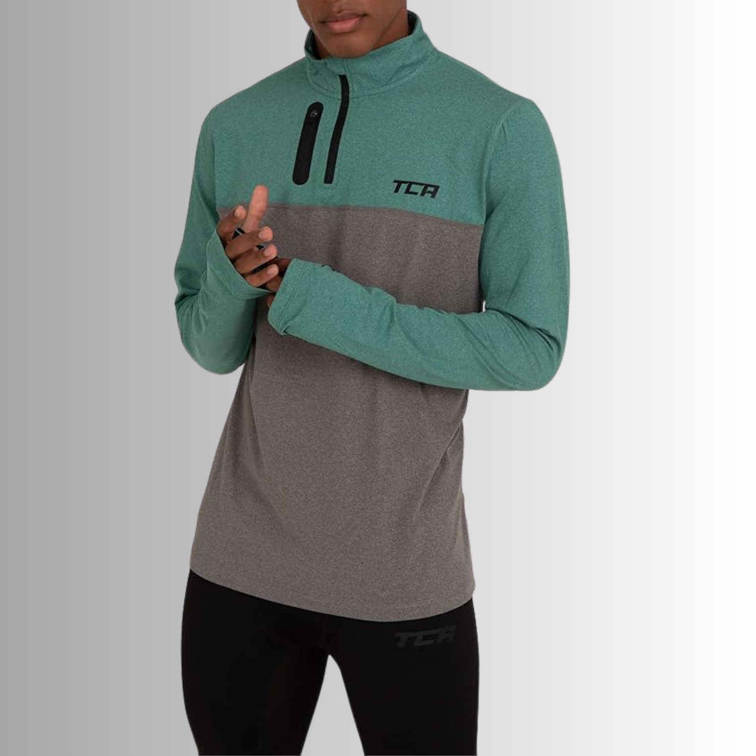 TCA Trainingsshirt Herren Langarm Laufshirt mit Reißverschluss Größe: XL