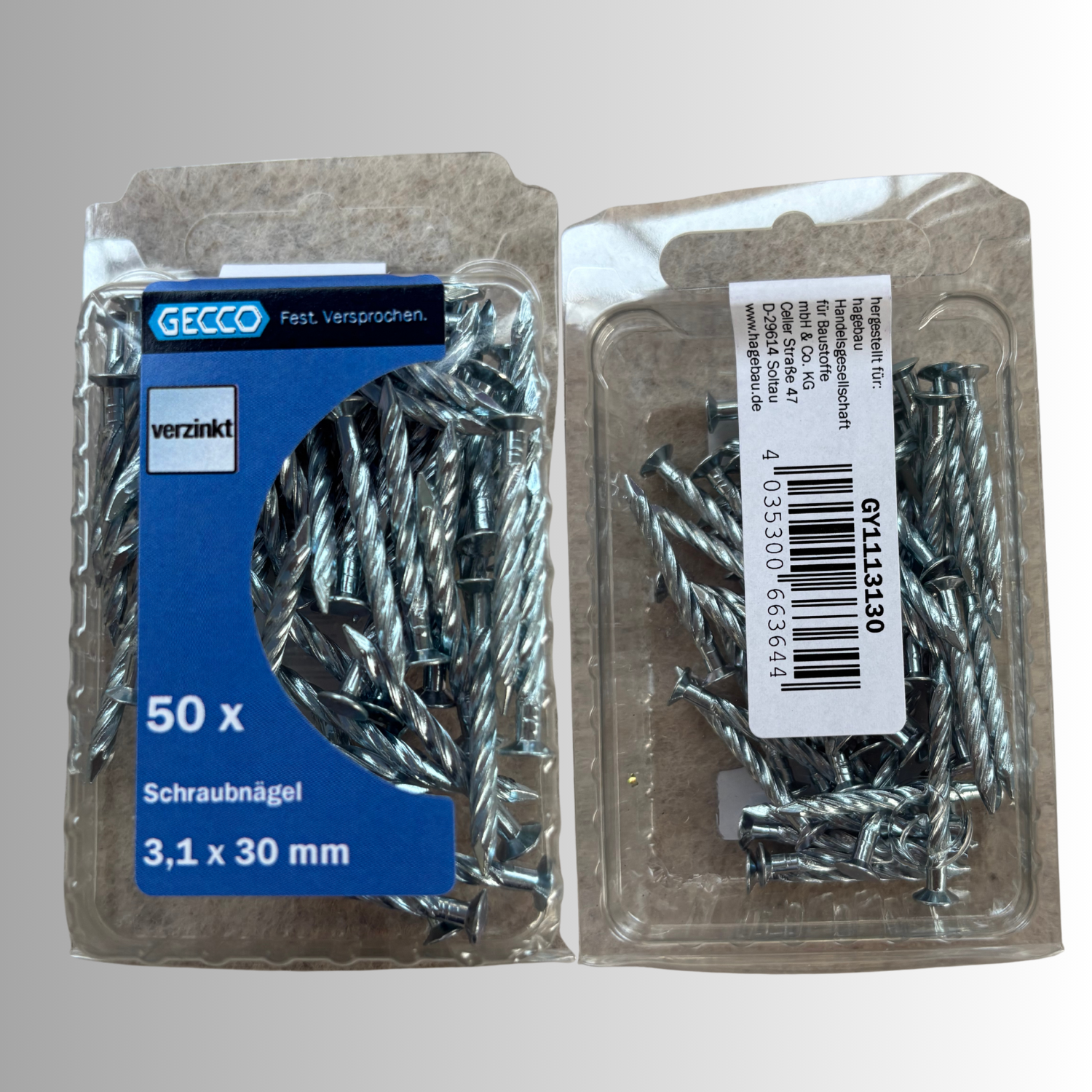No.88 Gecco Schraubnägel 3,1x30mm - 50 Stück Verzinkt