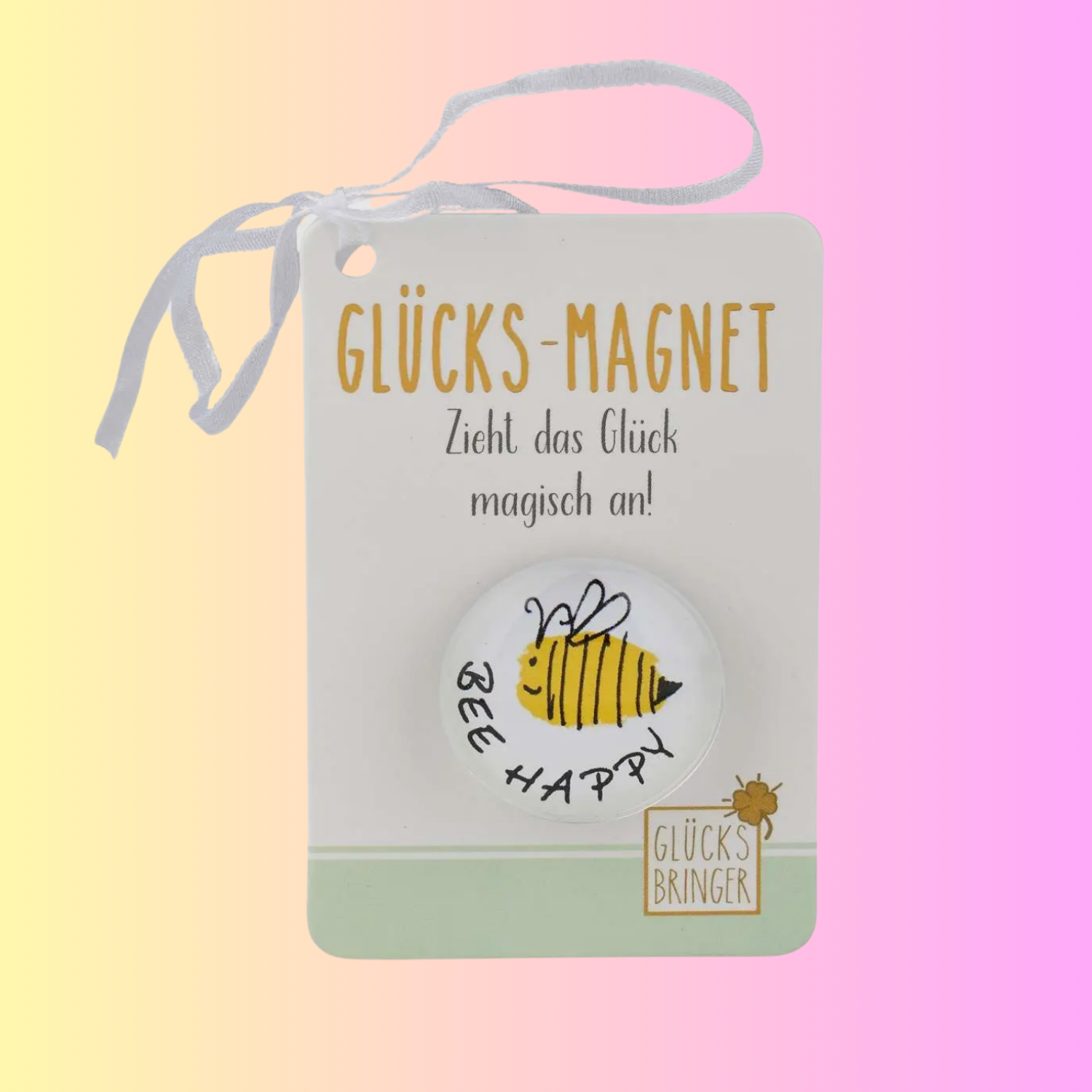 Glücksmagnet aus Glas, Biene "Zieht das Glück magisch an"