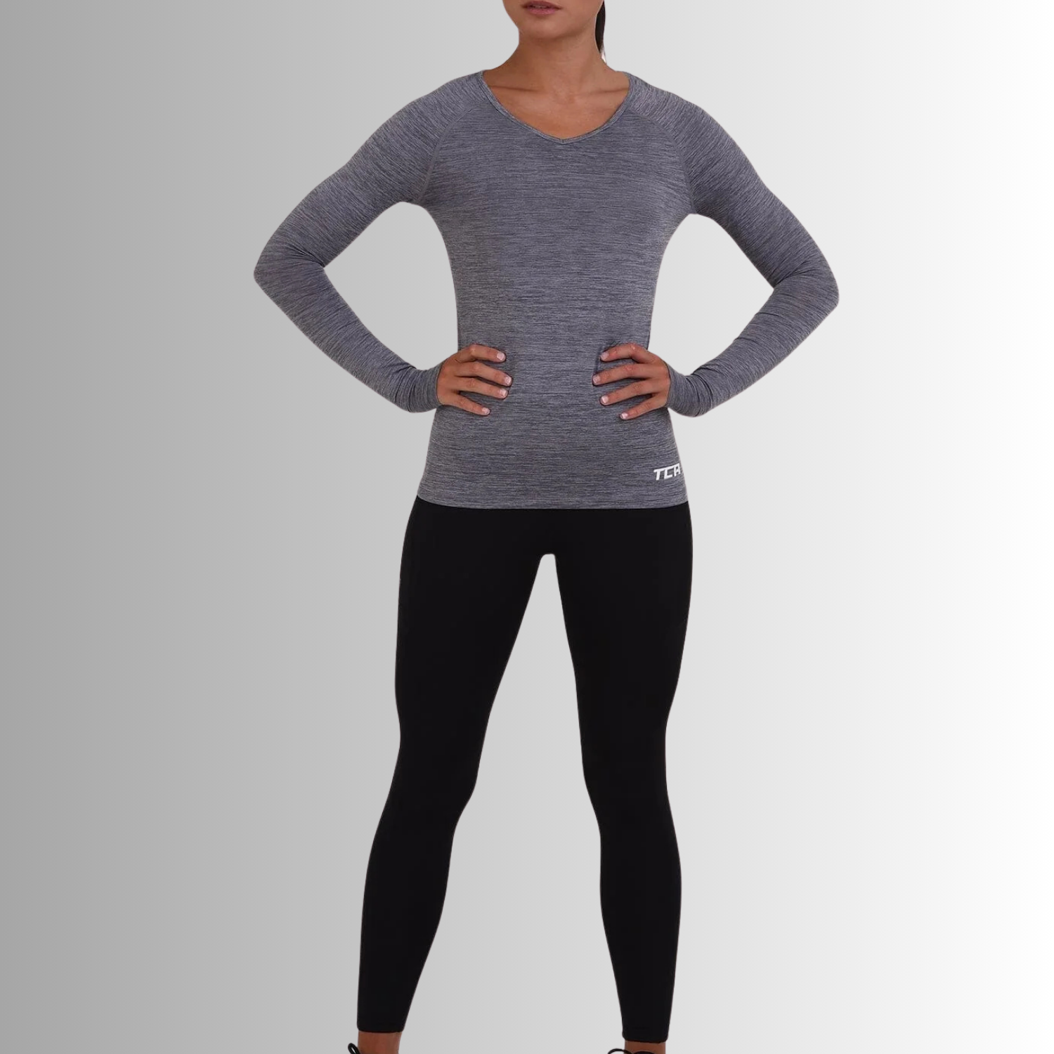 TCA Damen Elle Langarm V-Ausschnitt Laufshirt, Sportshirt, Trainingsshirt Größe: M