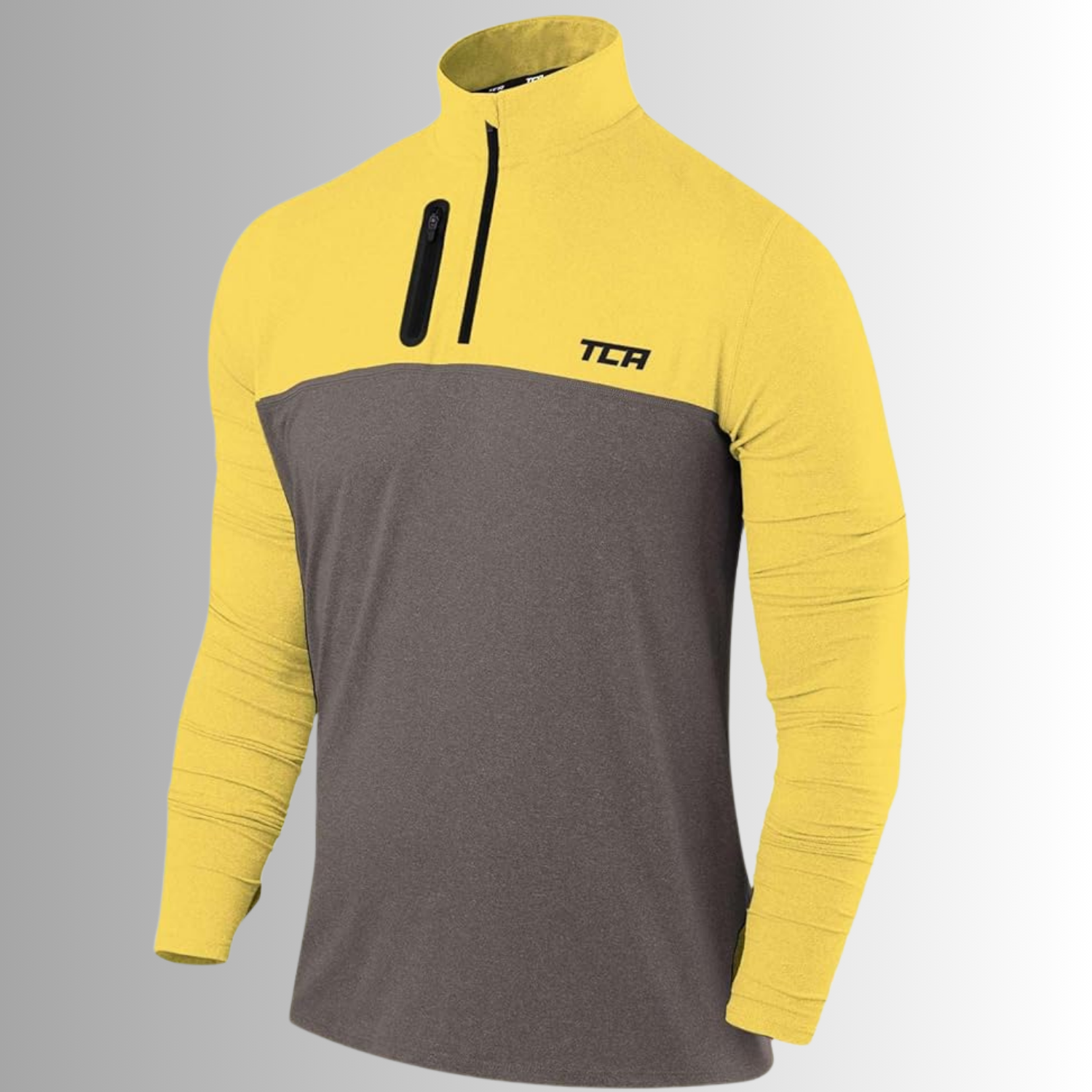 TCA Trainingsshirt Herren Langarm Laufshirt mit Reißverschluss Größe: M