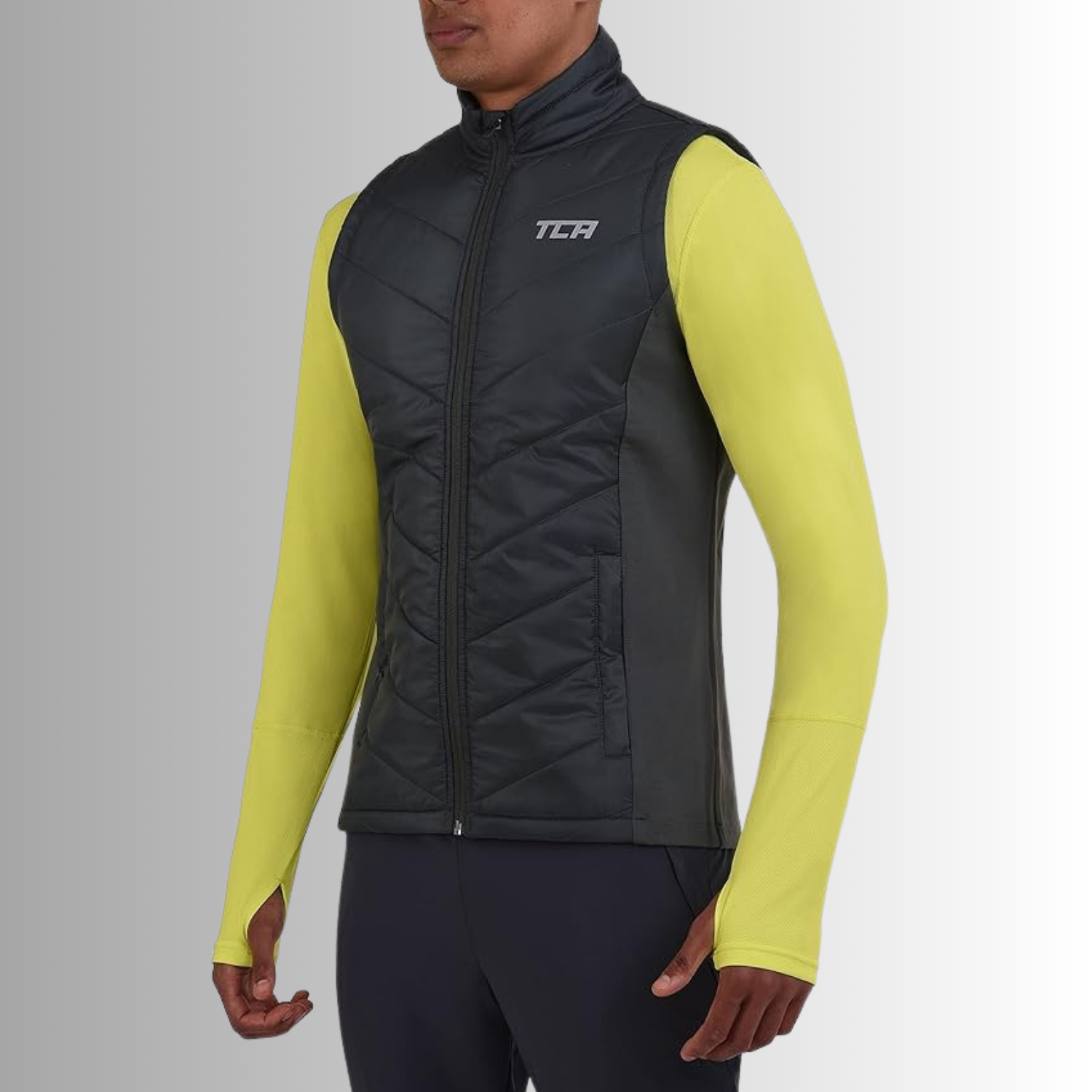 TCA Herren Excel Runner Leichte und gepolsterte Weste mit Reißverschlusstaschen Größe: L