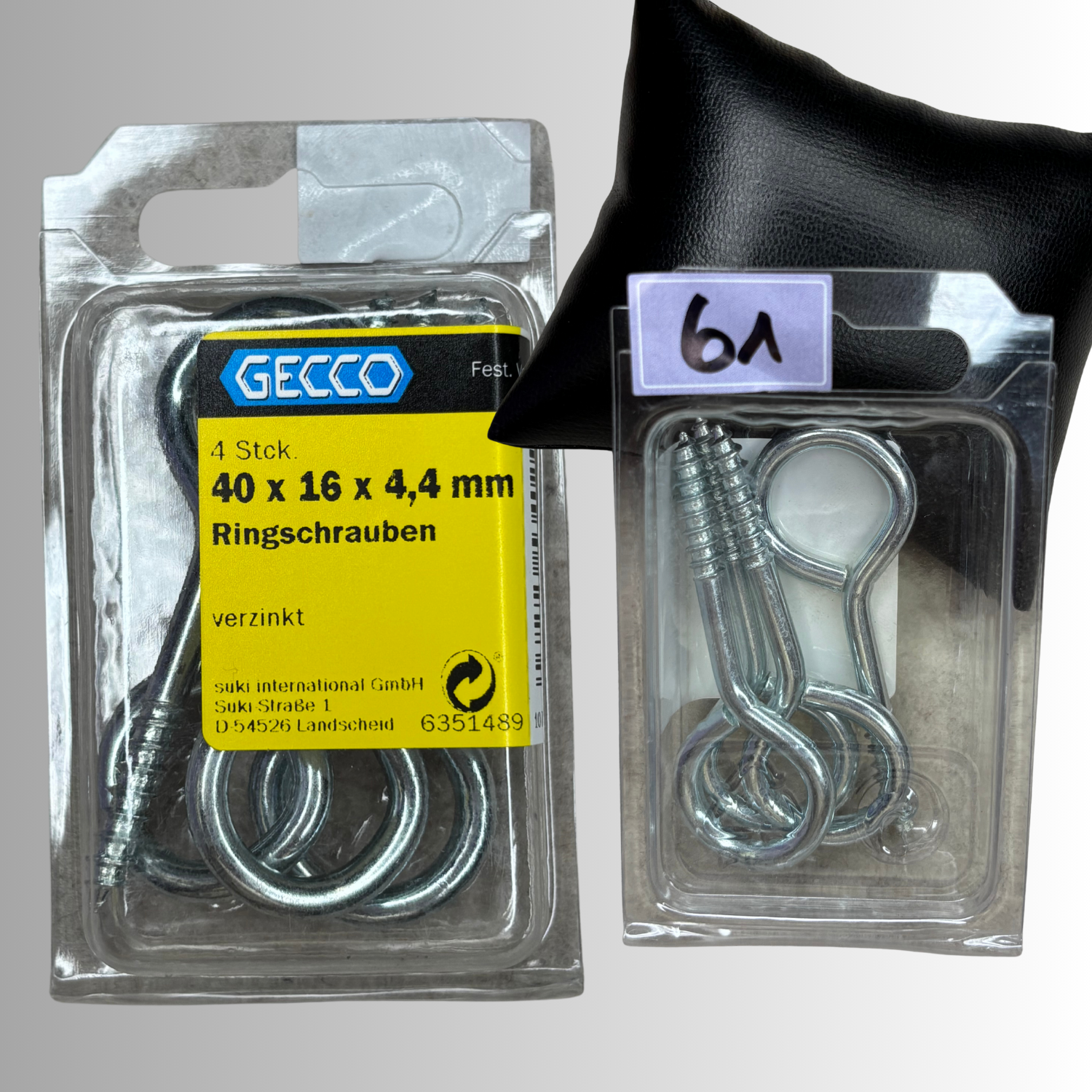 No.61 Gecco Ringschrauben 40x16x4,4mm - 4 Stück Verzinkt