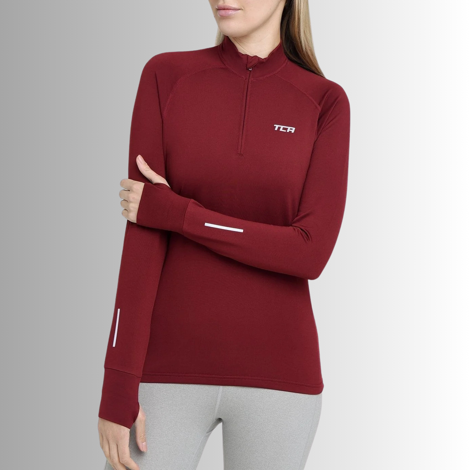 TCA Damen Winter Running Langarm Laufshirt mit Brustreißverschluss Größe: S