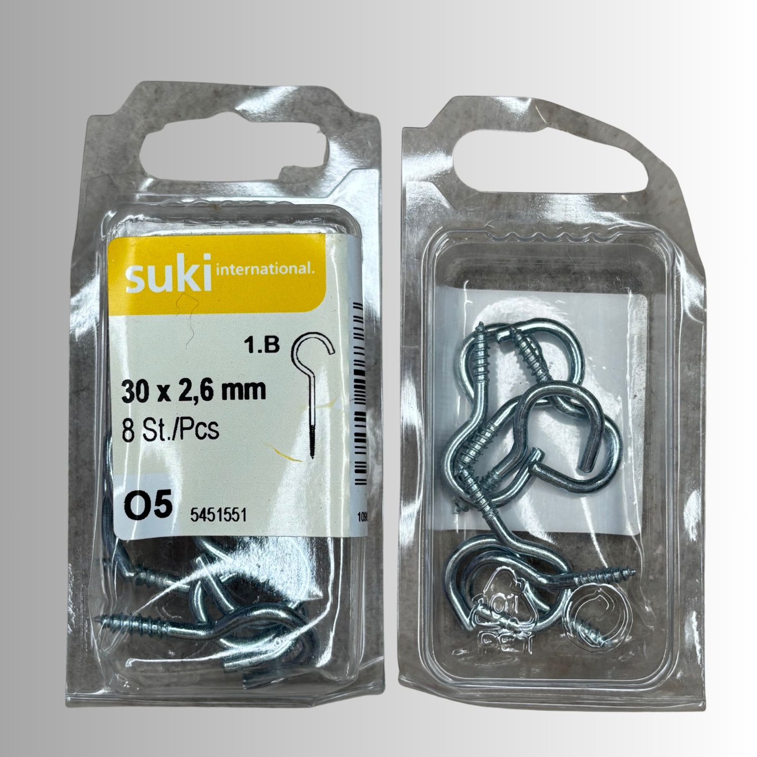 No.51 Suki Schraubhaken 30x2,6mm - 8 Stück Verzinkt
