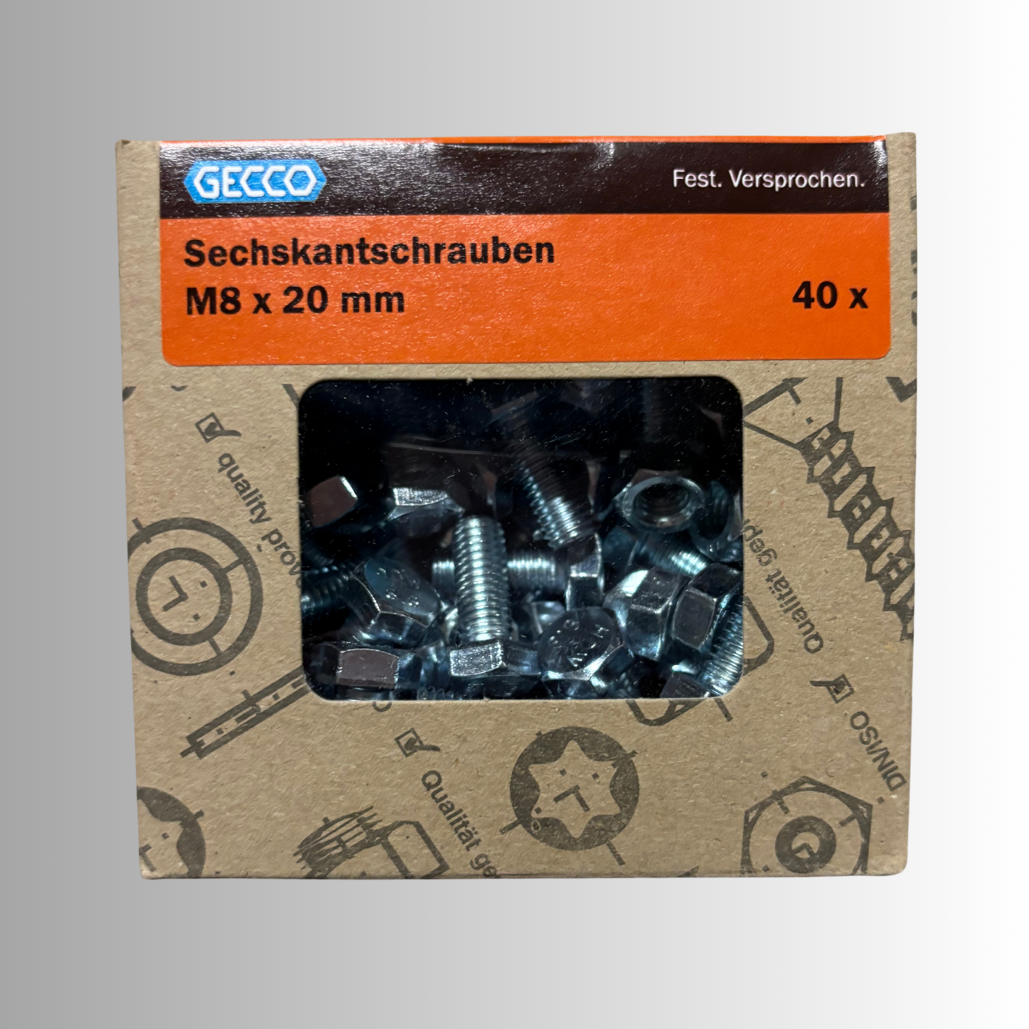 No.262 Gecco Sechskantschrauben M8x20mm - 40 Stück Verzinkt
