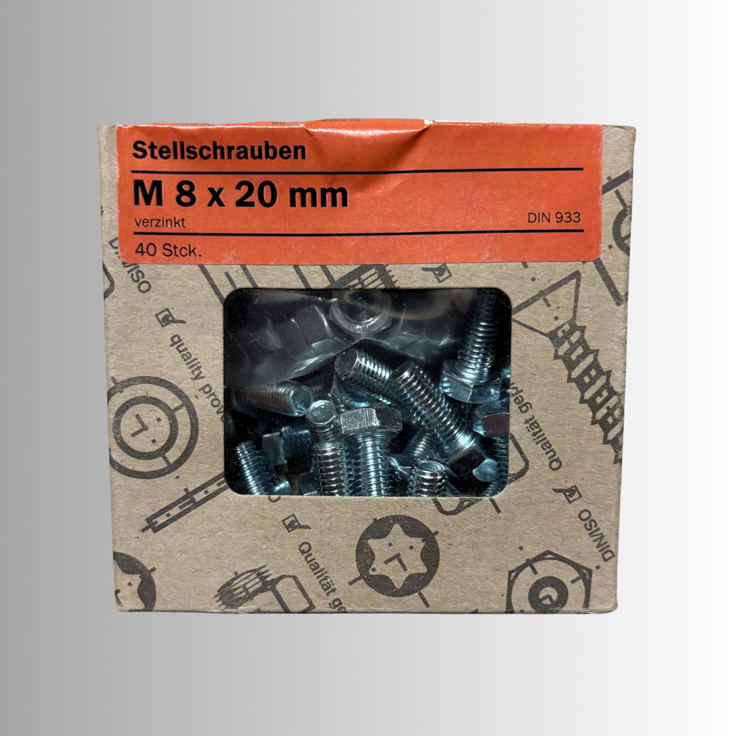 No.263 Gecco Stellschrauben M8x20mm - 40 Stück Verzinkt