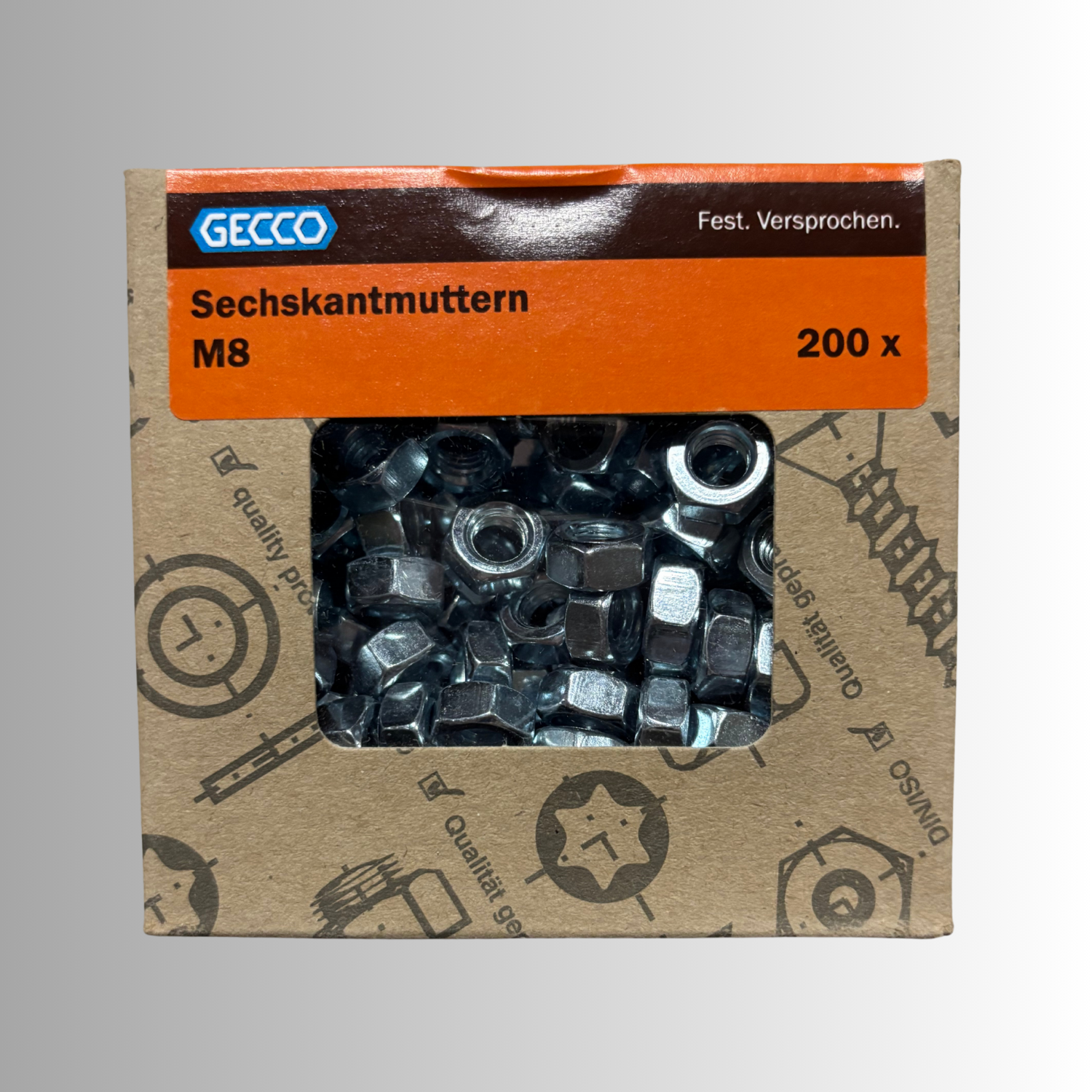 No.267 Gecco Sechskantmuttern M8 - 200 Stück Verzinkt