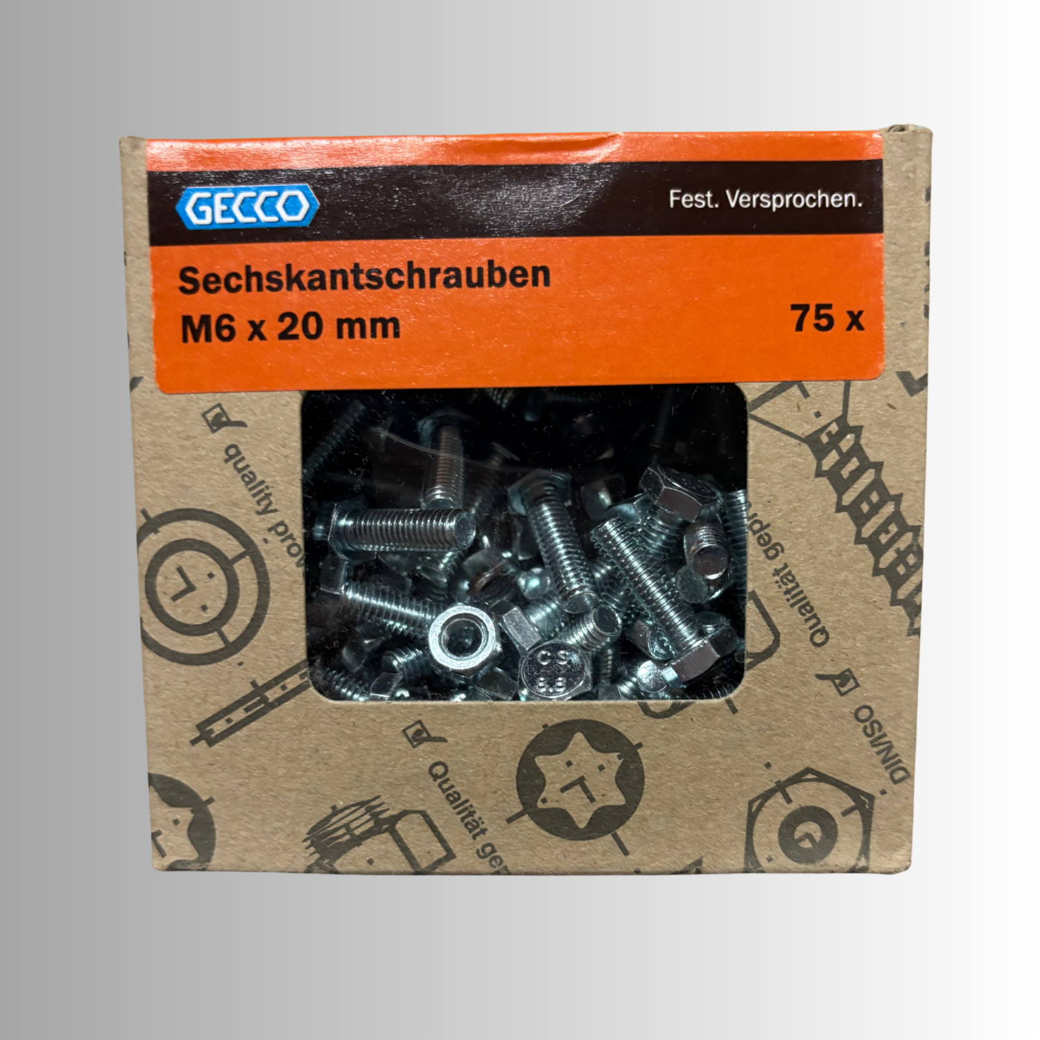No.268 Gecco Sechskantschrauben M6x20mm - 75 Stück Verzinkt
