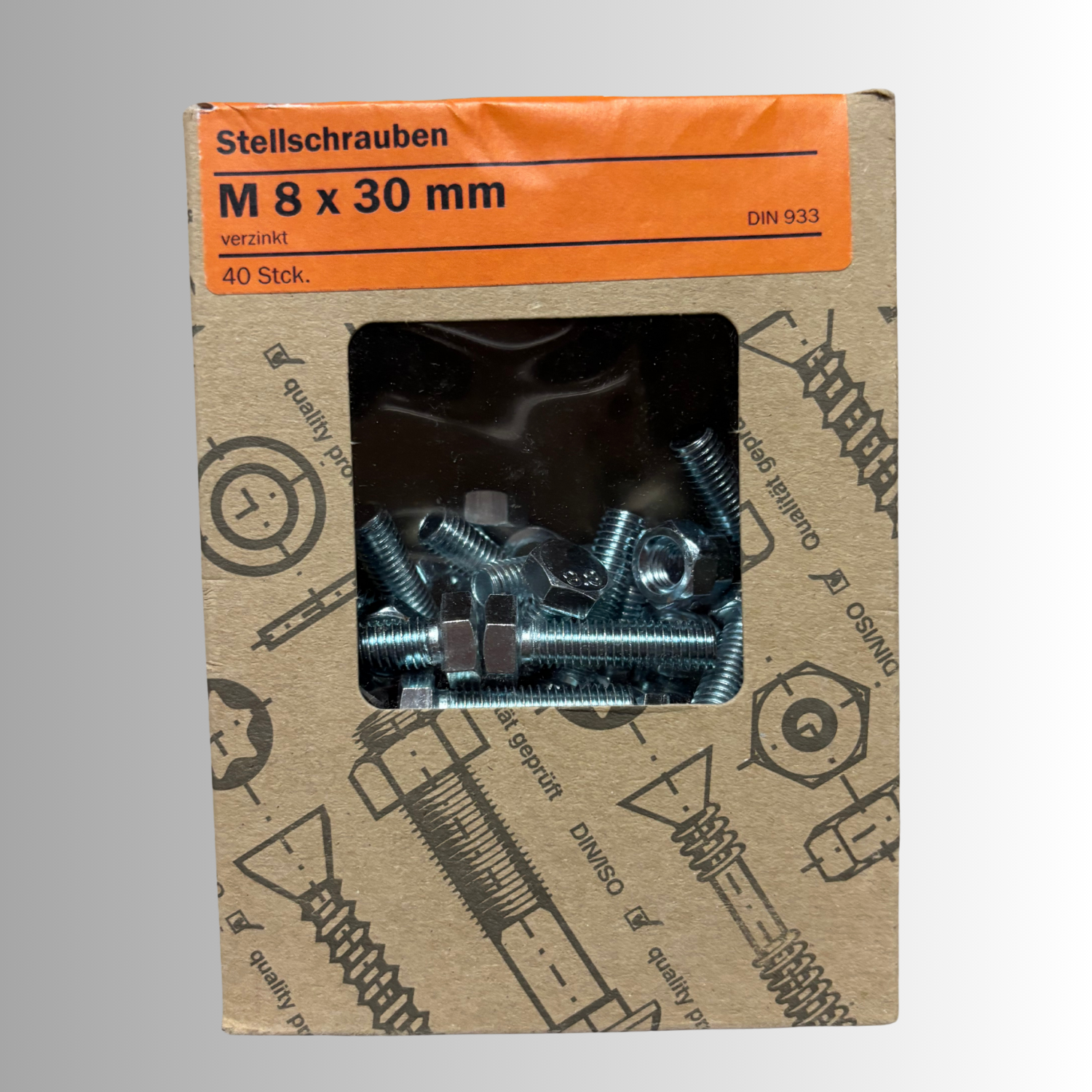 No.271 Gecco Stellschrauben M8x30mm - 40 Stück Verzinkt