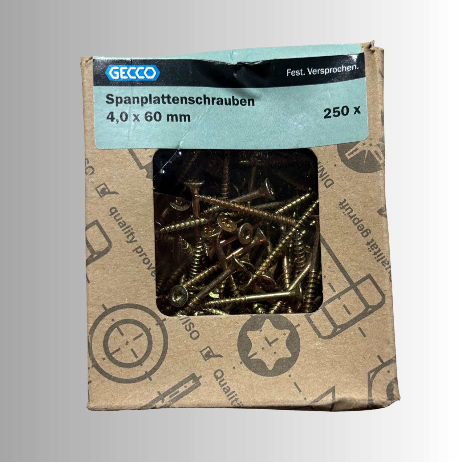 No.244 Gecco Spanplattenschrauben 4,0x60mm - 250 Stück Verzinkt