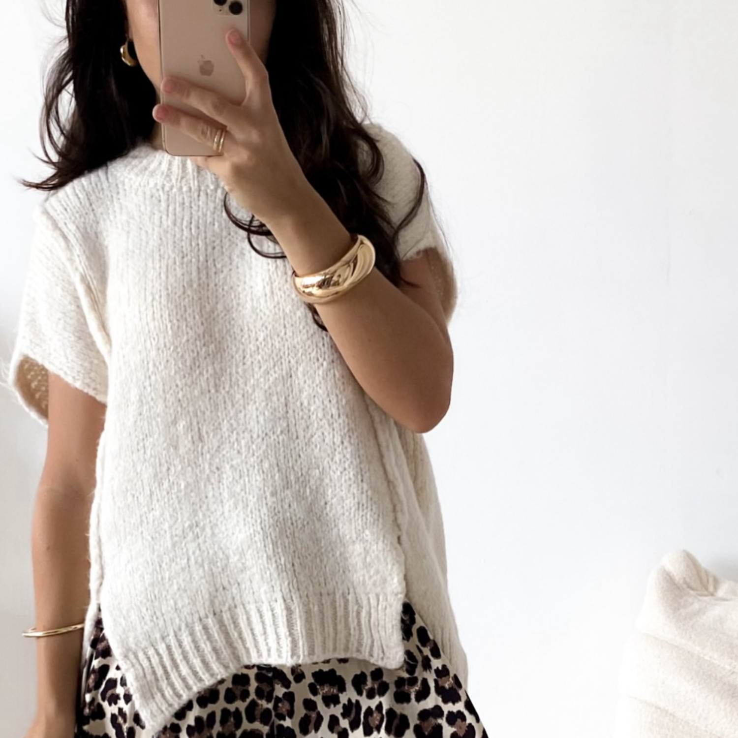 Ärmelloser Oberteil Oversize Strickpullover One Size
