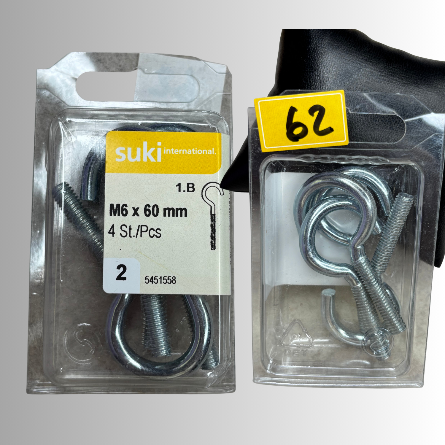 No.62 Suki Ringschrauben M6x60mm - 4 Stück Verzinkt