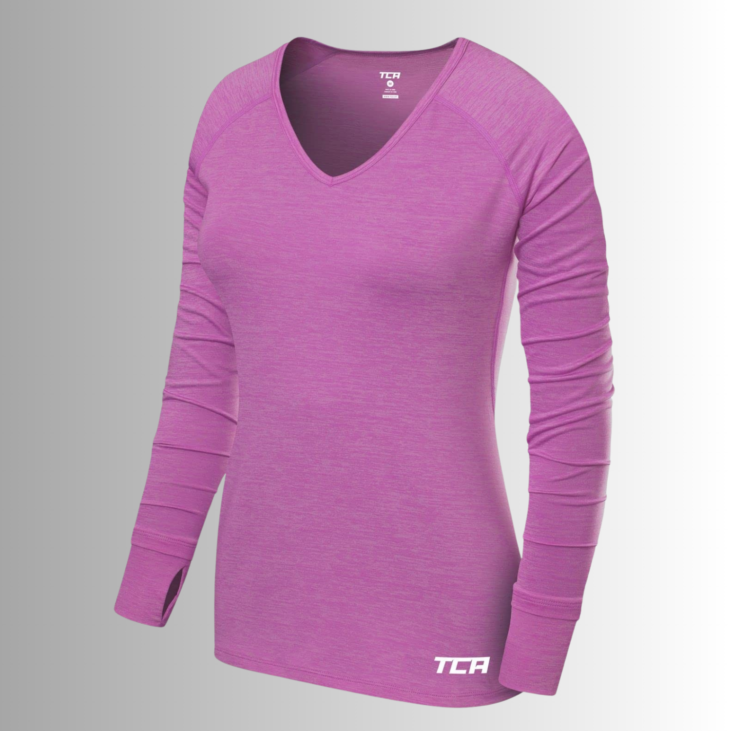 TCA Damen Elle Langarm V-Ausschnitt Laufshirt, Sportshirt, Trainingsshirt Größe: S, M