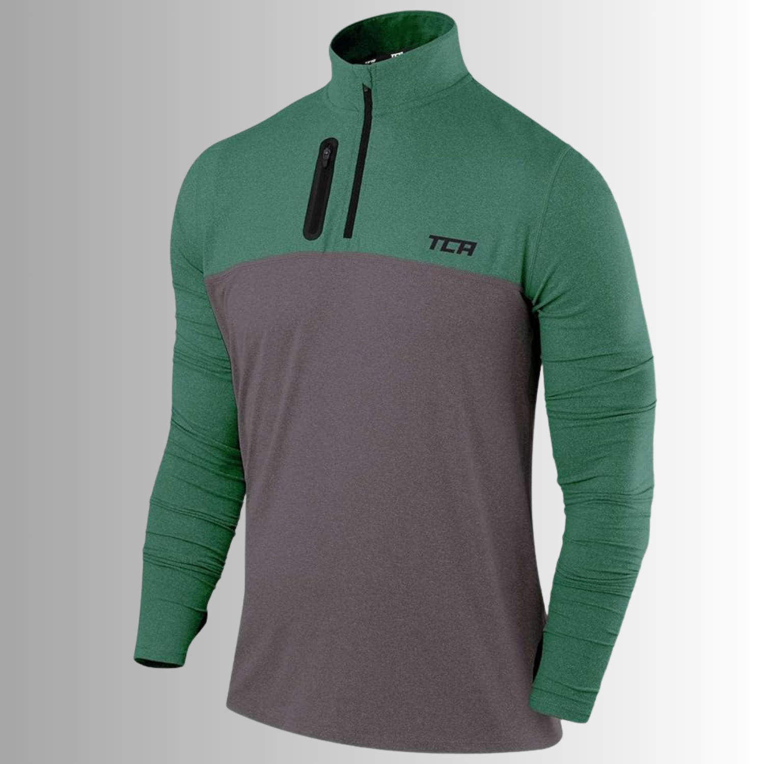 TCA Trainingsshirt Herren Langarm Laufshirt mit Reißverschluss Größe: XL