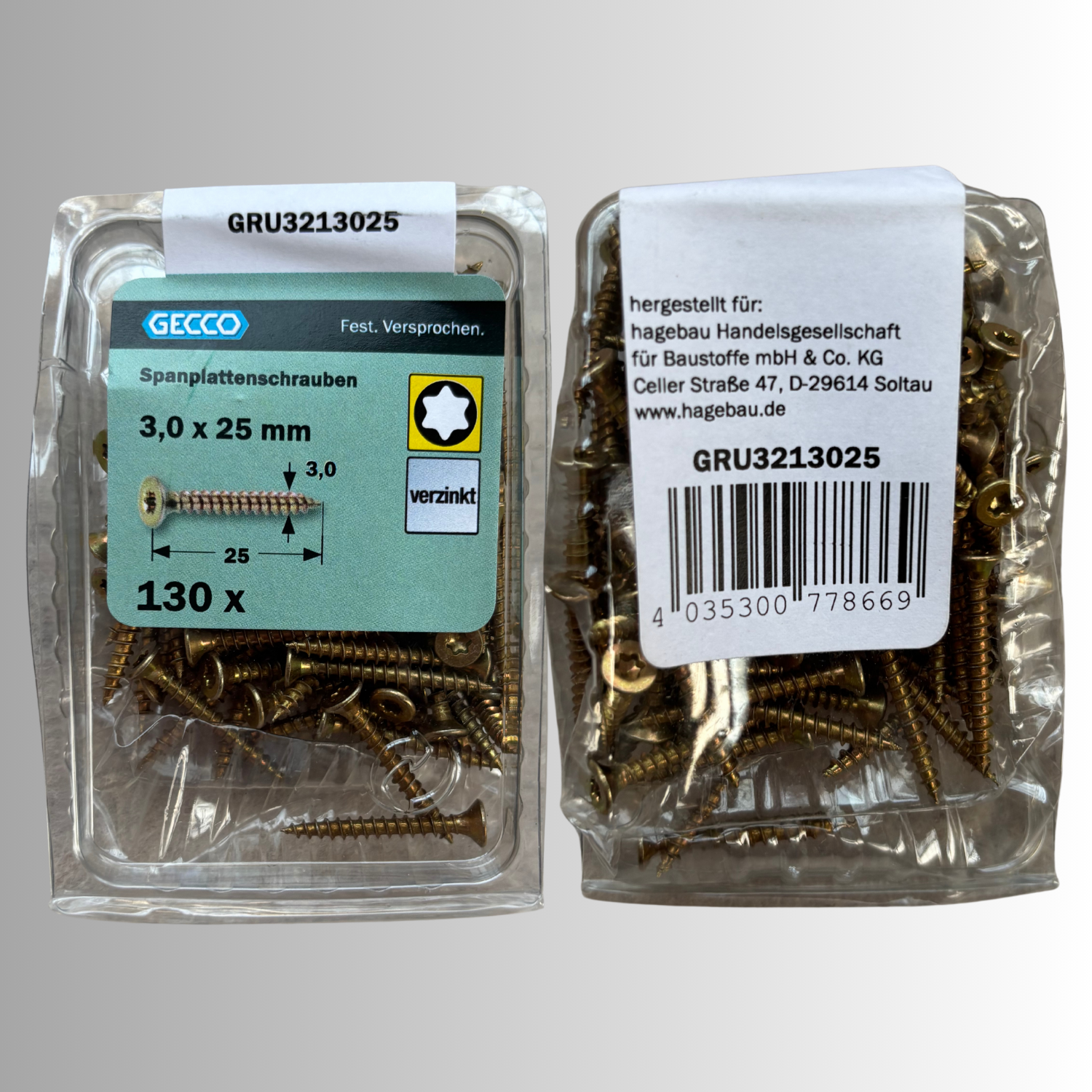 No.97 Gecco Spanplattenschrauben 3,0x25mm - 130 Stück Verzinkt