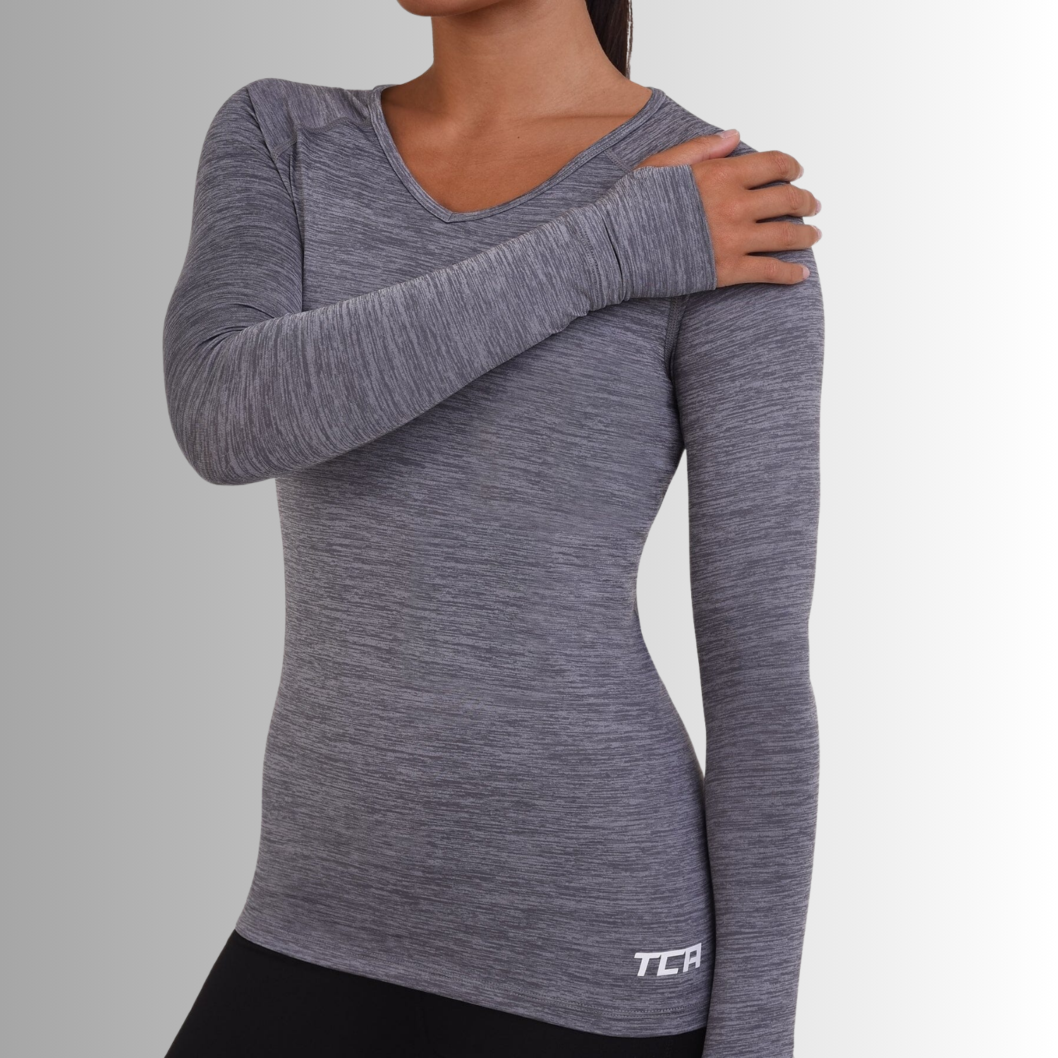 TCA Damen Elle Langarm V-Ausschnitt Laufshirt, Sportshirt, Trainingsshirt Größe: M