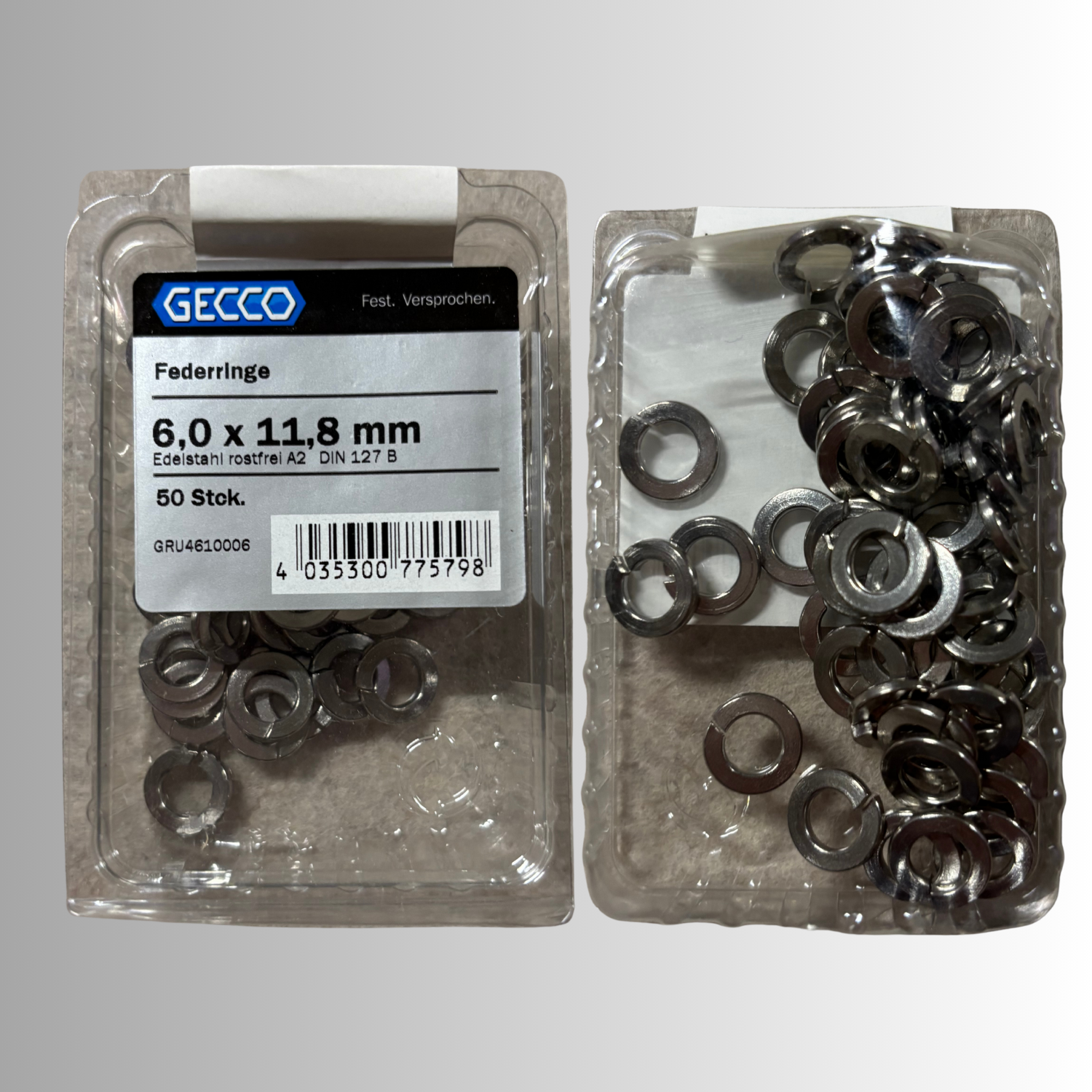 No.189 Gecco Federringe 6,0x11,8mm - 50 Stück Edelstahl Rostfrei