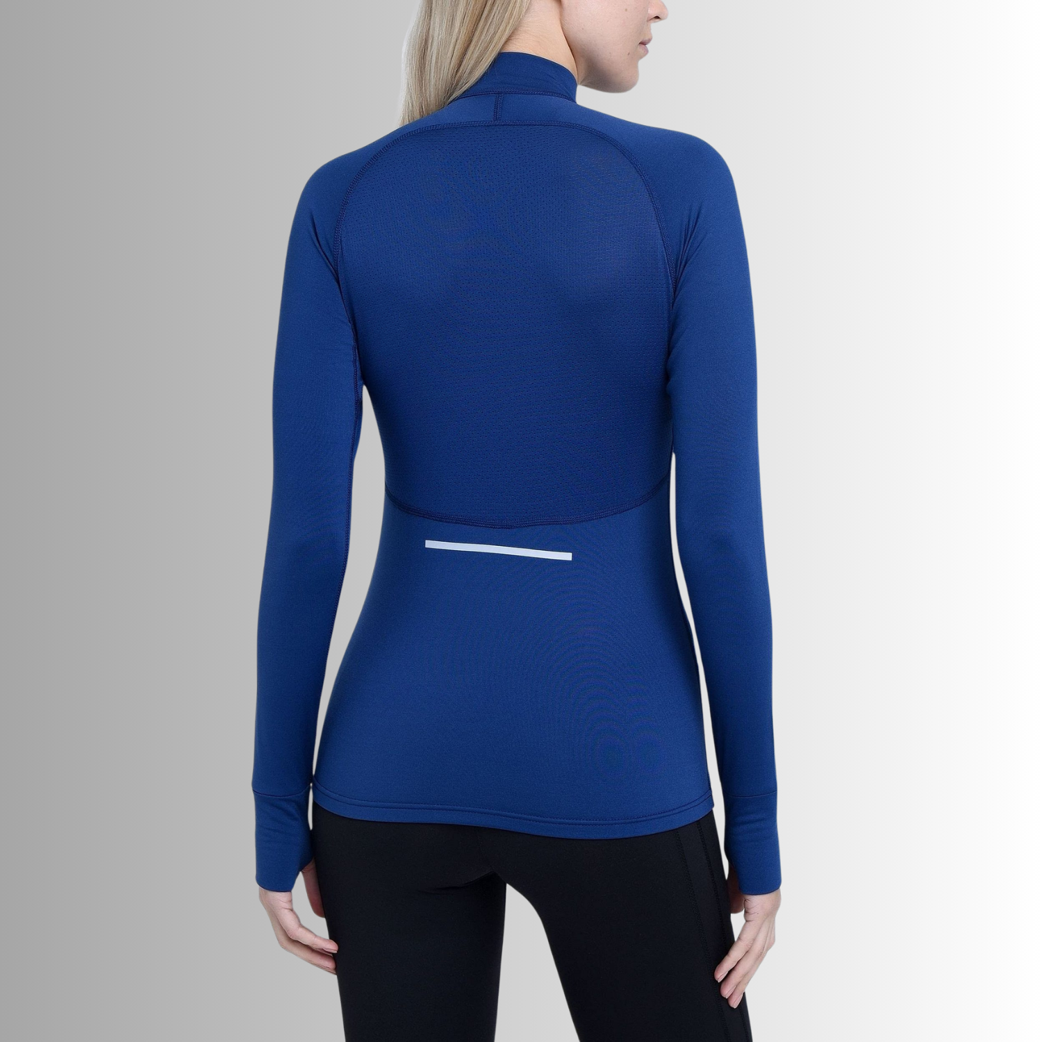 TCA Damen Winter Running Langarm Laufshirt mit Brustreißverschluss Dunkelblau Größe: S
