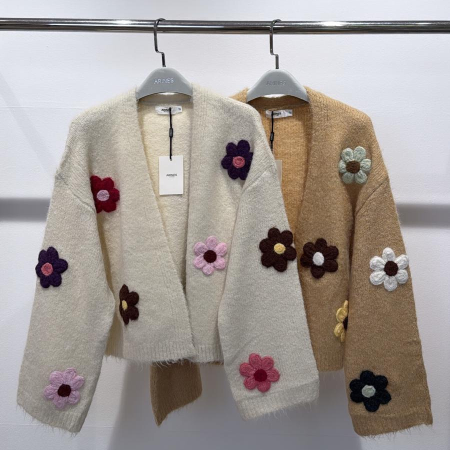 Cardigan Pullover Strick Beige / Braun Einheitsgröße