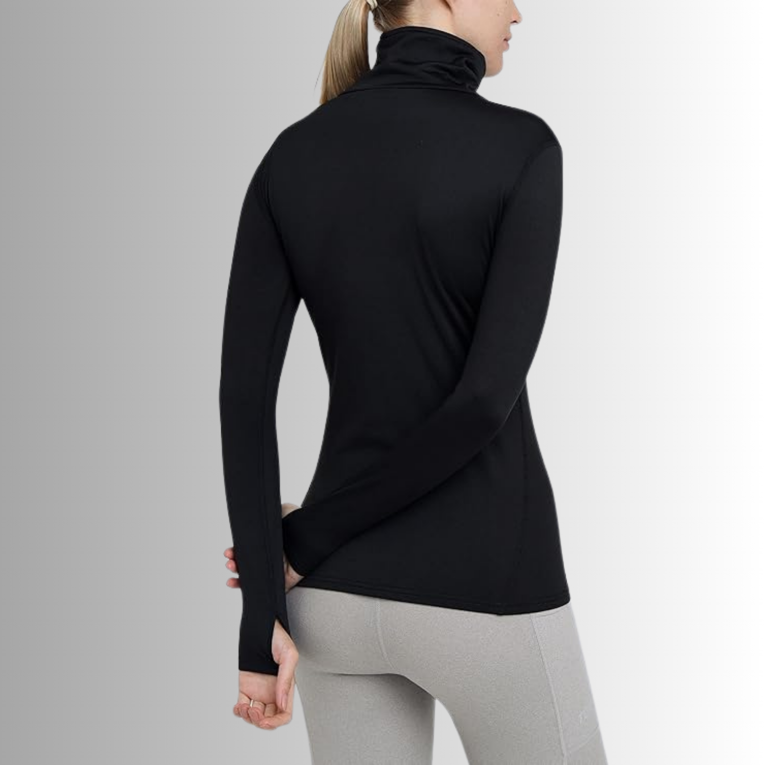 TCA Damen Warm-Up Trichterkragen Thermo Lauf Oberteil Schwarz Größe: M