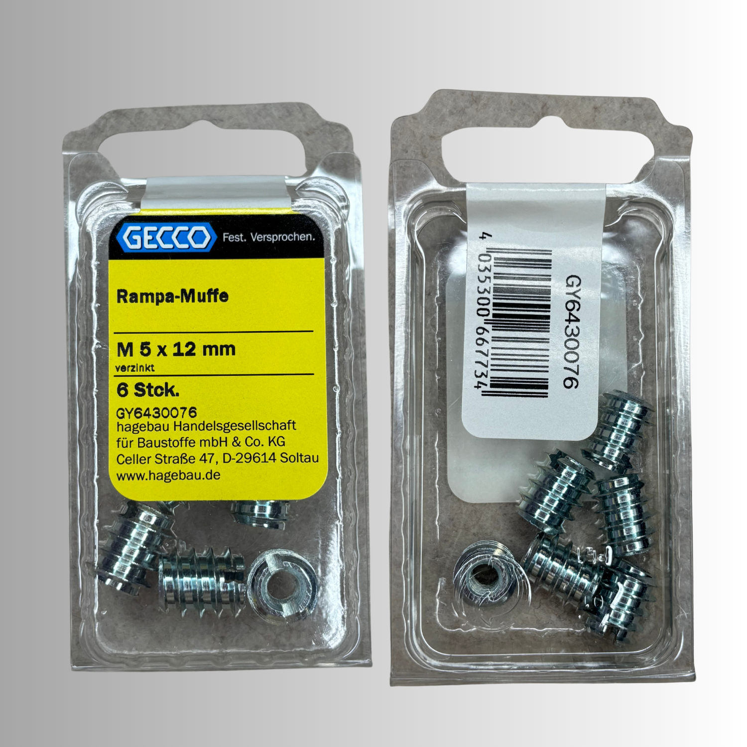 No.52 Gecco Rampa Muffe M5x12mm - 6 Stück Verzinkt