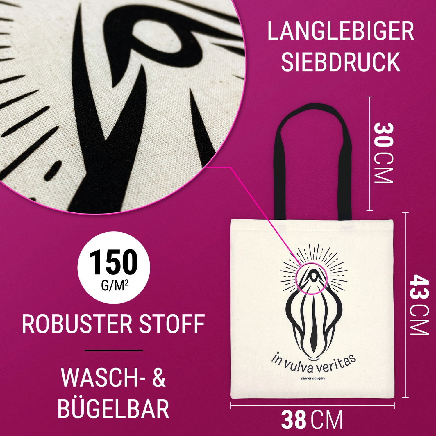 in vulva veritas Feministische Stofftasche Vulva Beutel