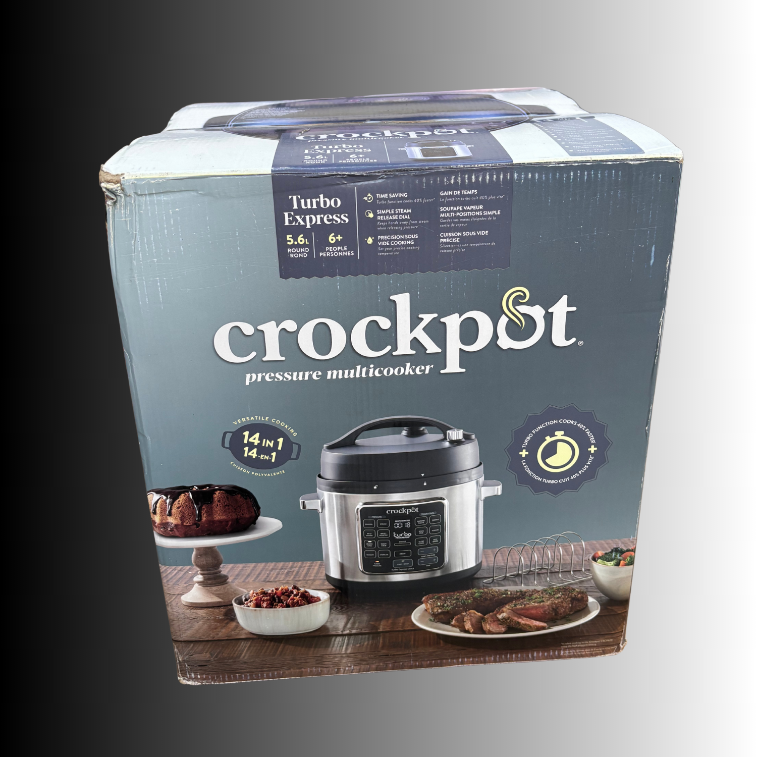 Crock-Pot Turbo Express Multikocher 14-in-1-Zubereitungsmöglichkeiten Schongarer, Dampfreiniger, Schnellkochtopf & mehr 5,6 l (mehr als 6 Personen) CSC062X