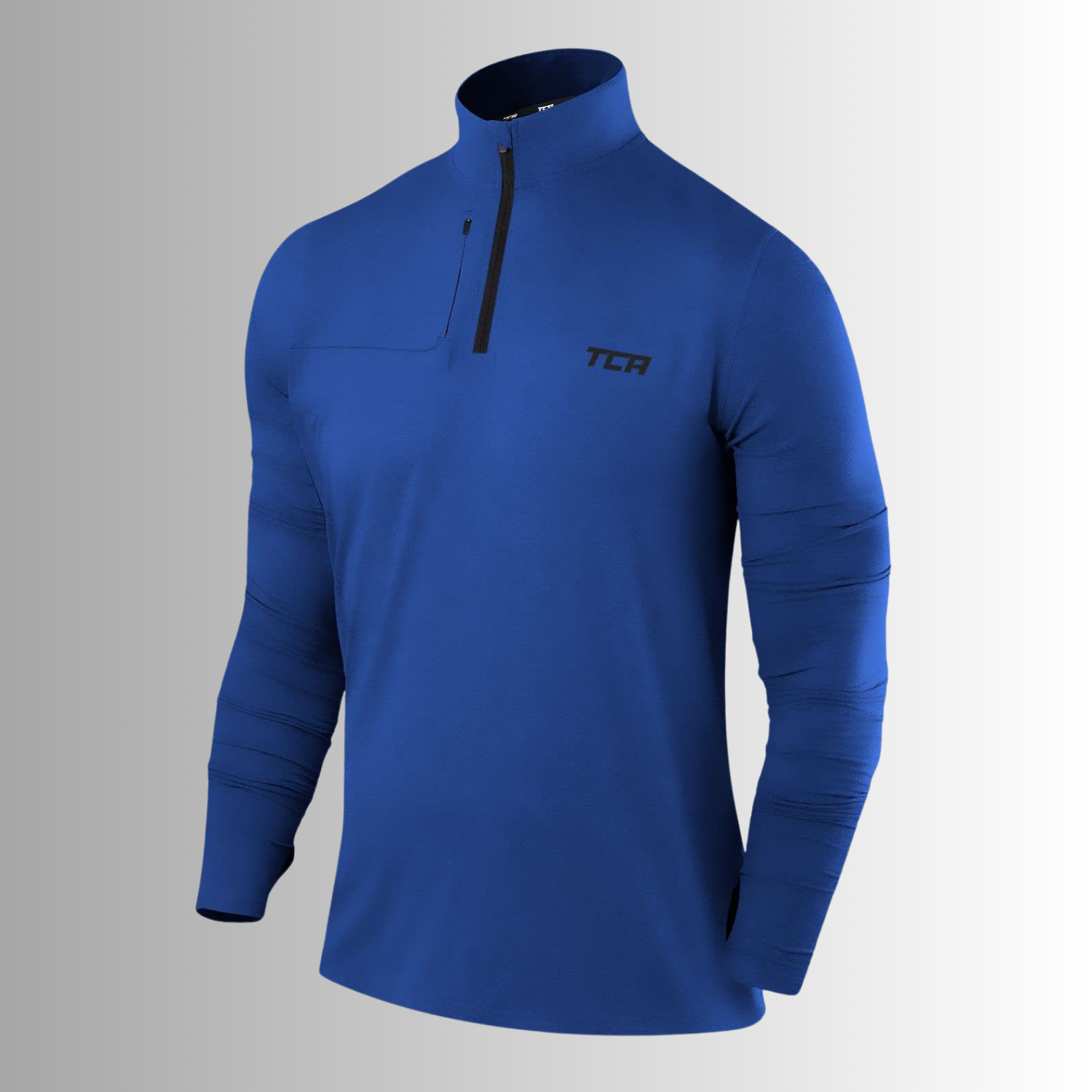 TCA Trainingsshirt Herren Langarm Laufshirt mit Reißverschluss Größe: L