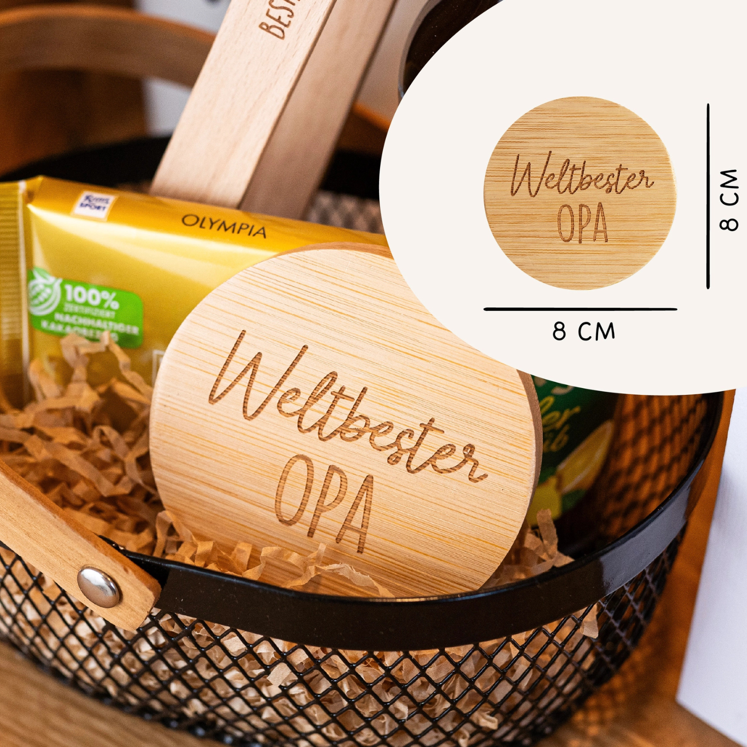 Geschenk OPA Flaschenöffner aus Holz mit Gravur Weltbester Opa