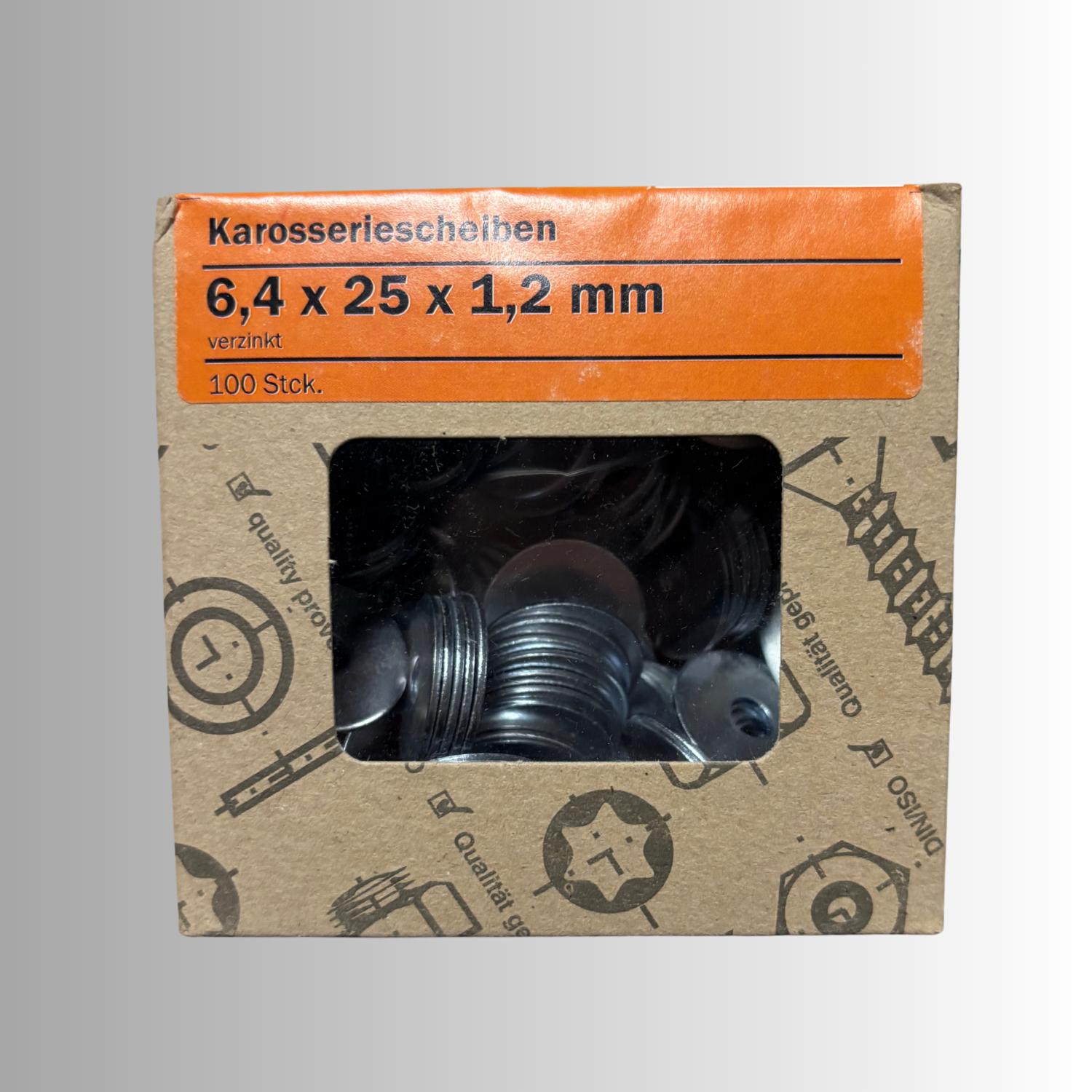 No.277 Gecco Karosseriescheiben 6,4x25x1,2mm - 100 Stück Verzinkt