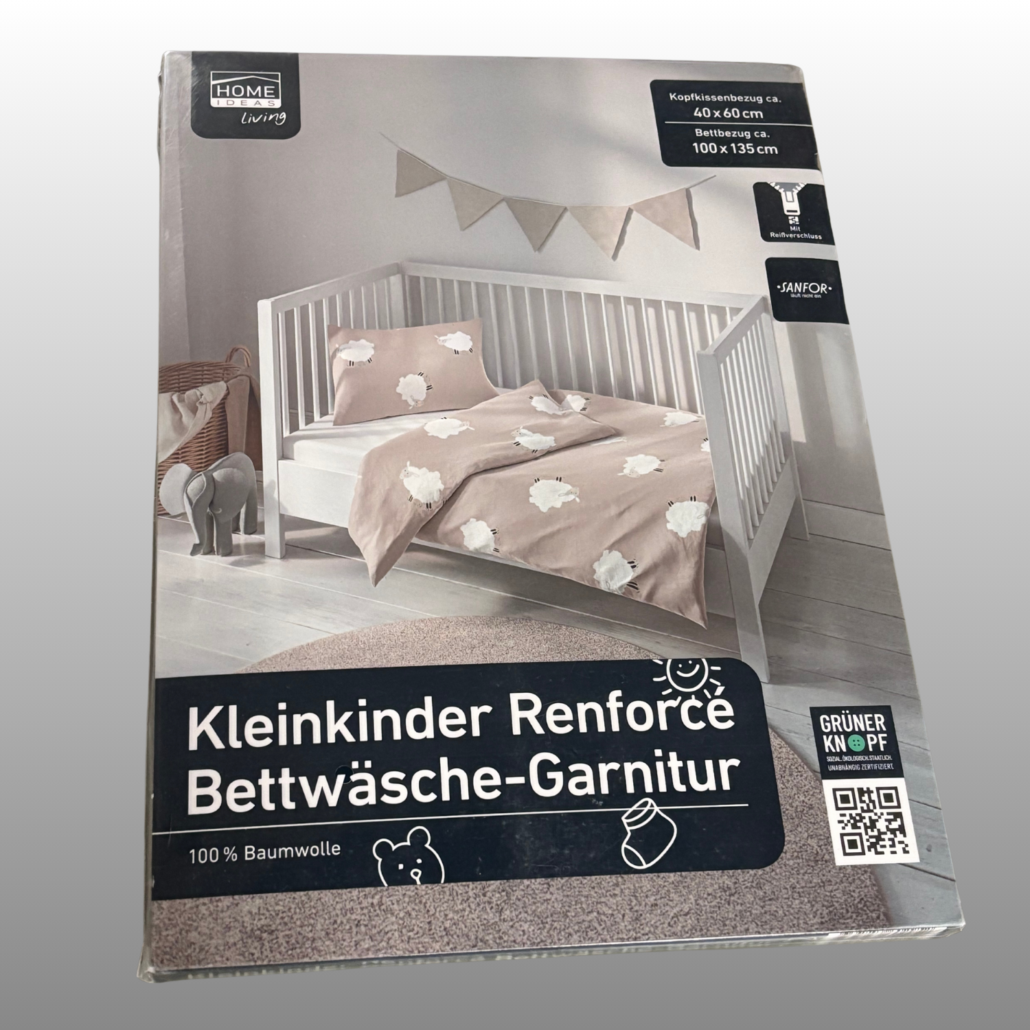 Schafe Kleinkinder- Renforce Bettwäsche Garnitur 100 % Baumwolle mit Reißverschluss