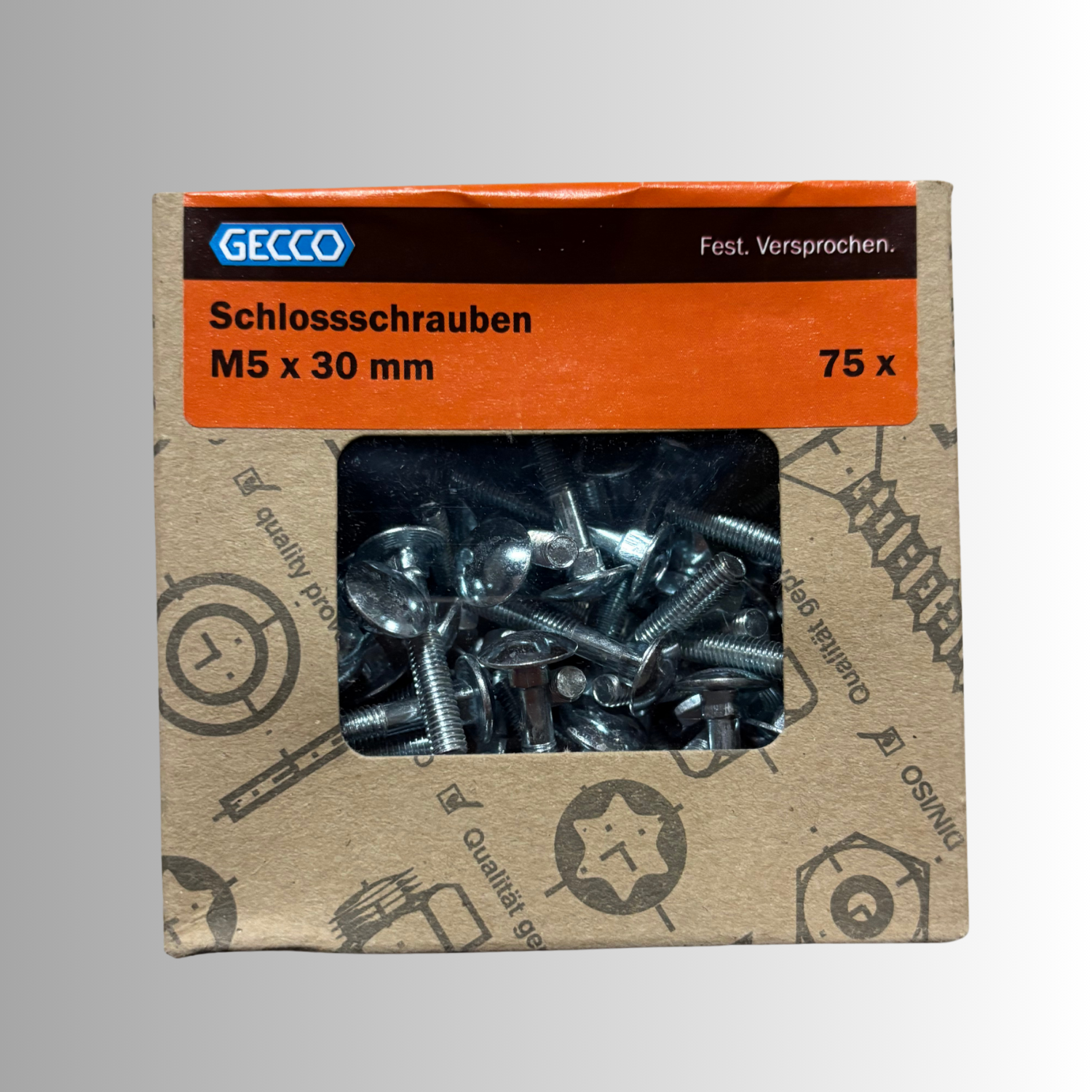 No.281 Gecco Schlossschrauben M5x30mm - 75 Stück Verzinkt