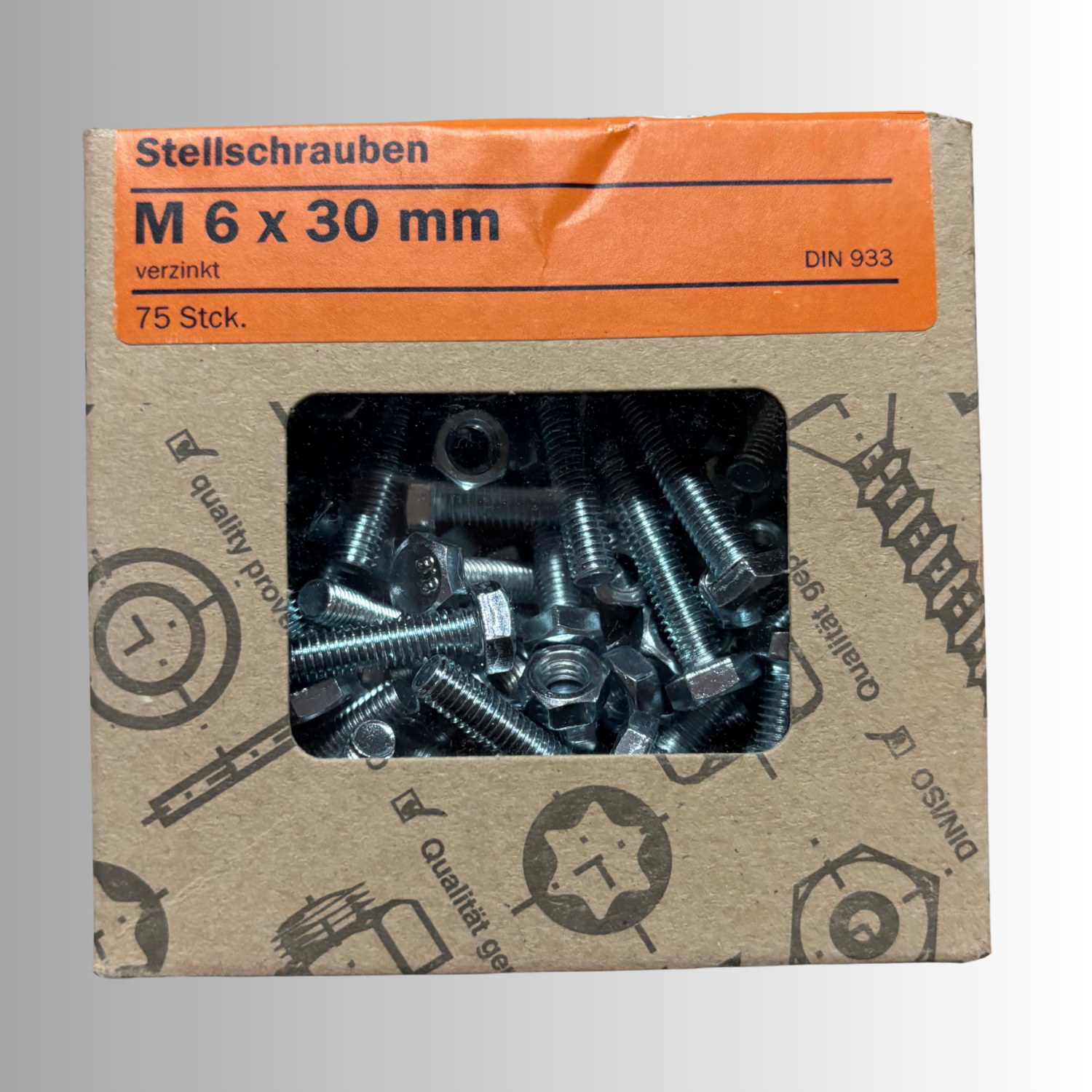 No.282 Gecco Stellschrauben M6x30mm - 75 Stück Verzinkt