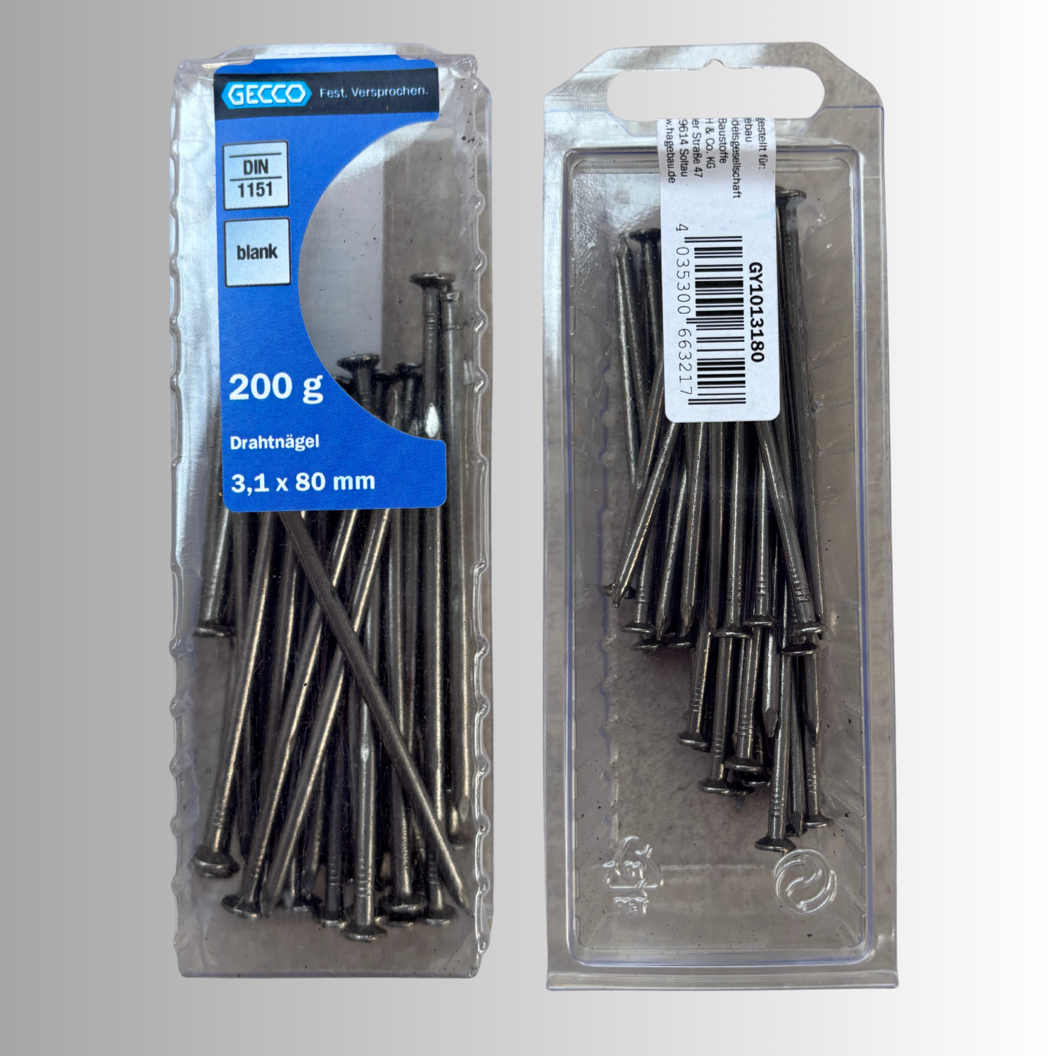 No.90 Gecco Drahtnägel 3,1x80mm - 200g Blank
