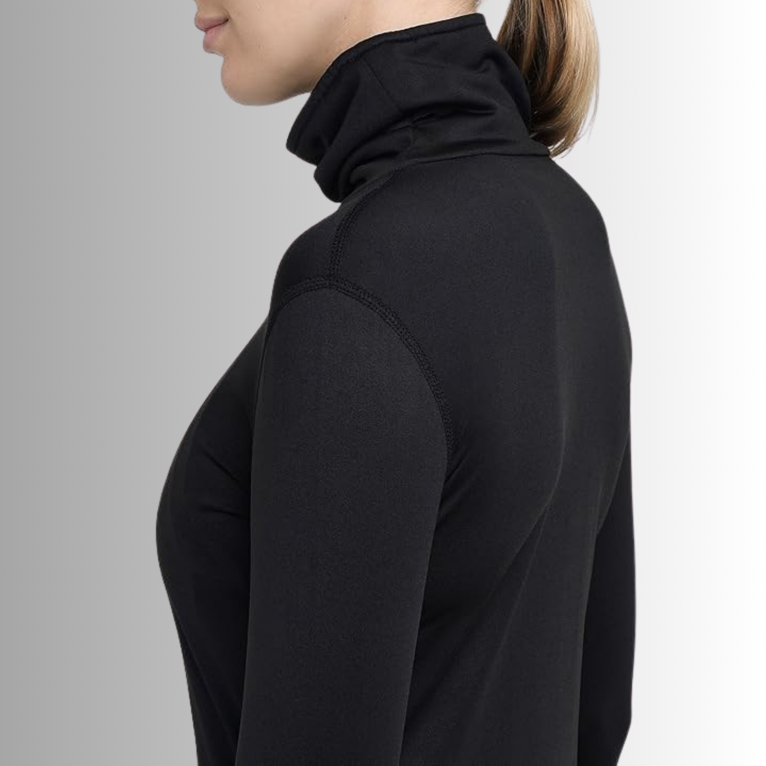 TCA Damen Warm-Up Trichterkragen Thermo Lauf Oberteil Schwarz Größe: M