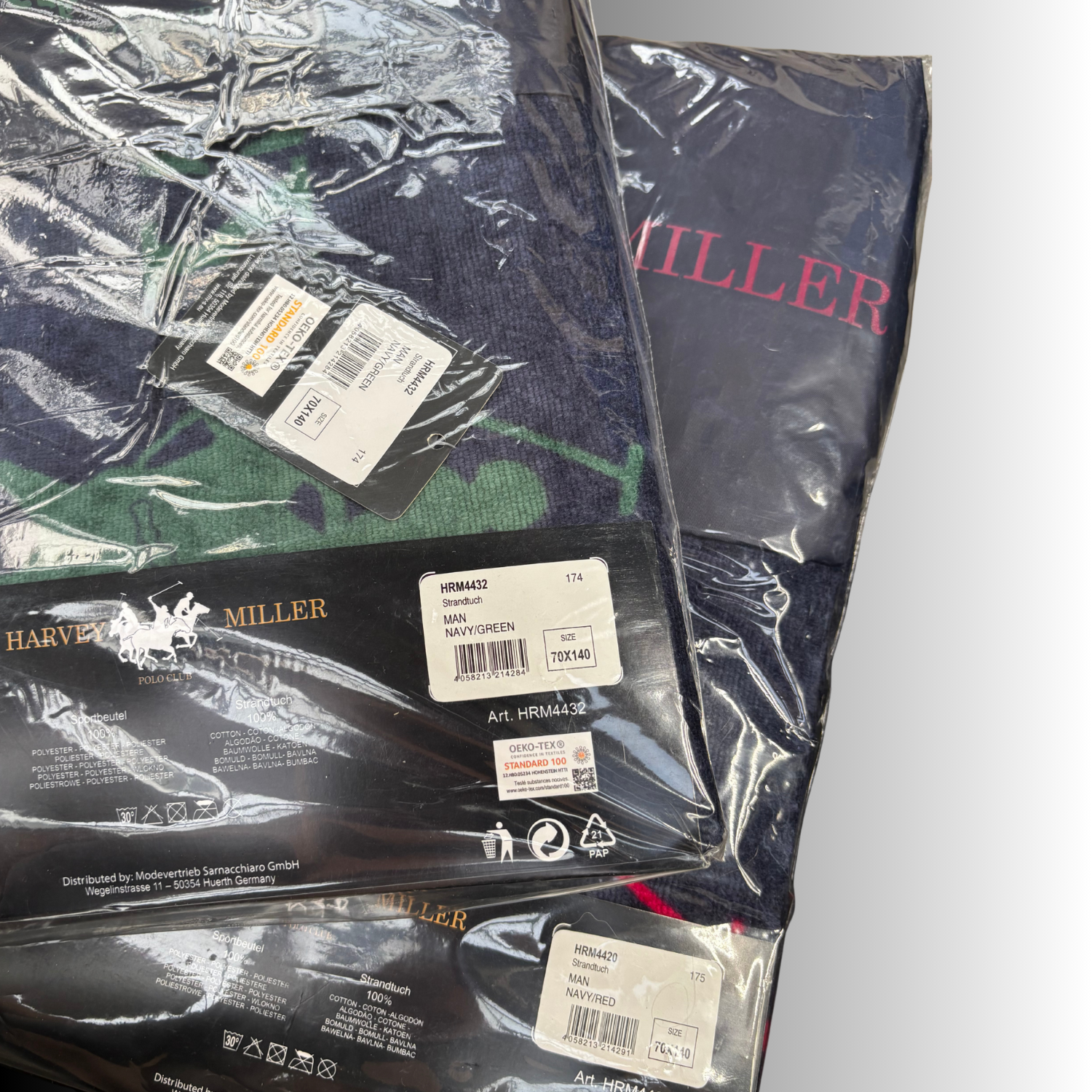Harvey Miller Polo Club Strandtuch mit Sportbeutel, 140 x 70 cm