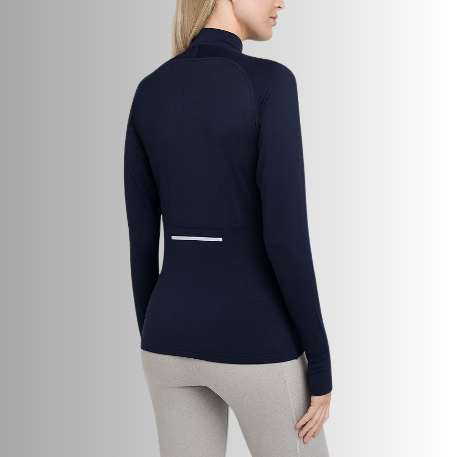 TCA Damen Winter Running Langarm Laufshirt mit Brustreißverschluss  Dunkelblau Größe: S, M