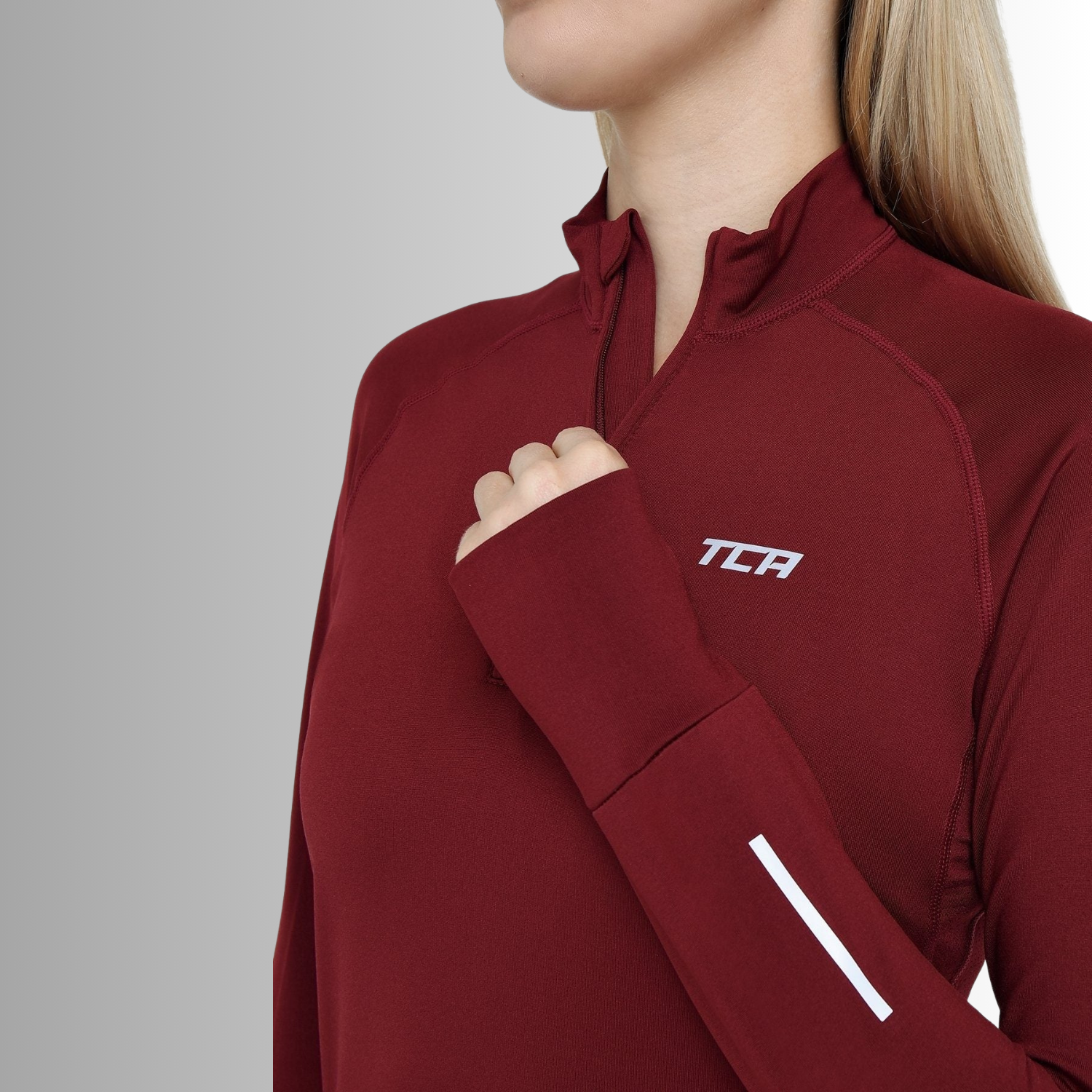 TCA Damen Winter Running Langarm Laufshirt mit Brustreißverschluss Größe: S