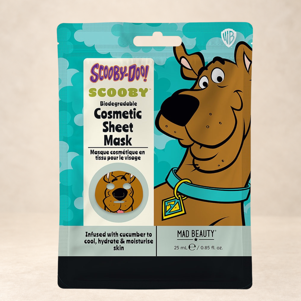 Scooby-Doo Gesichts-Tuchmaske mit Gurke – Mad Beauty, 25 ml