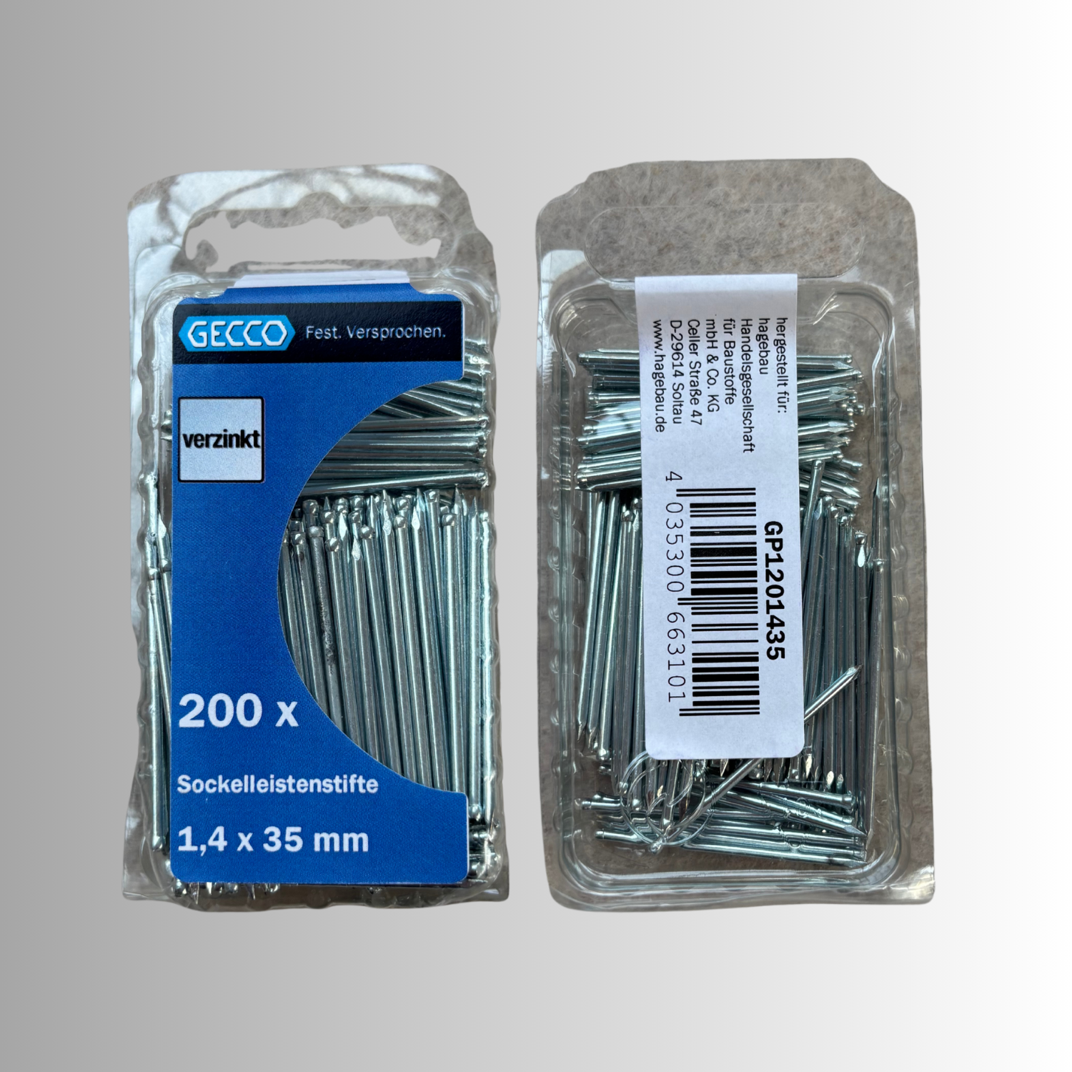 No.80 Gecco Sockelleistenstifte 1,4x35mm -200 Stück Verzinkt