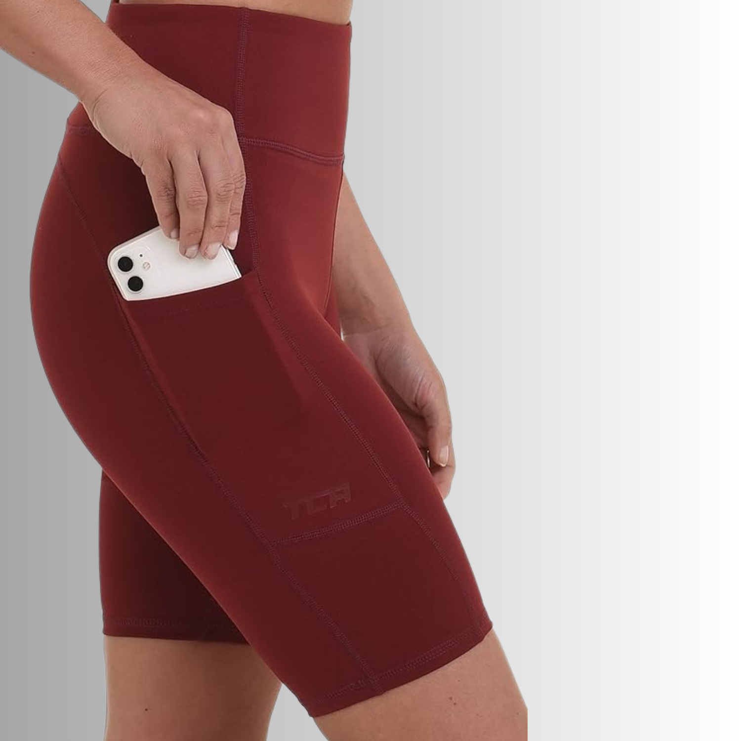 TCA Damen Equilibrium Yoga-Shorts hohe Taille mit Handytasche Größe: S, XL