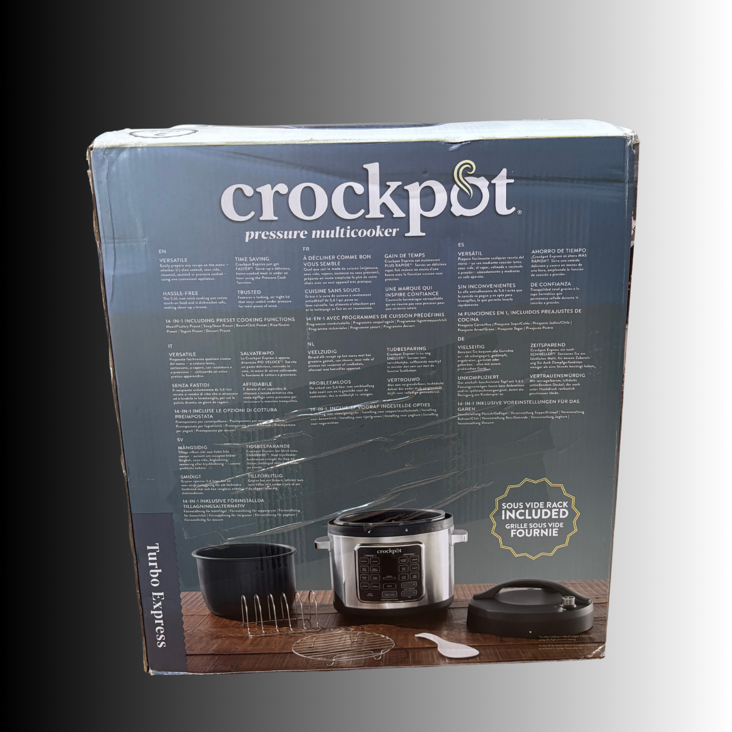 Crock-Pot Turbo Express Multikocher 14-in-1-Zubereitungsmöglichkeiten Schongarer, Dampfreiniger, Schnellkochtopf & mehr 5,6 l (mehr als 6 Personen) CSC062X