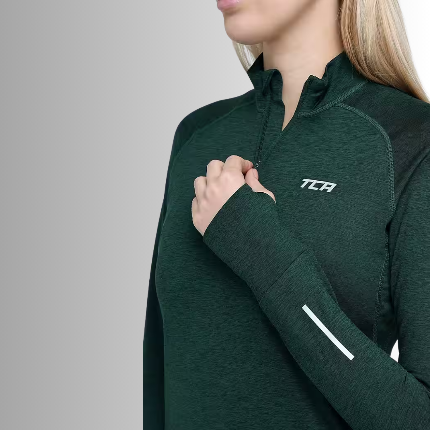 TCA Damen Winter Running Langarm Laufshirt mit Brustreißverschluss Dunkelblau Größe: XS, M