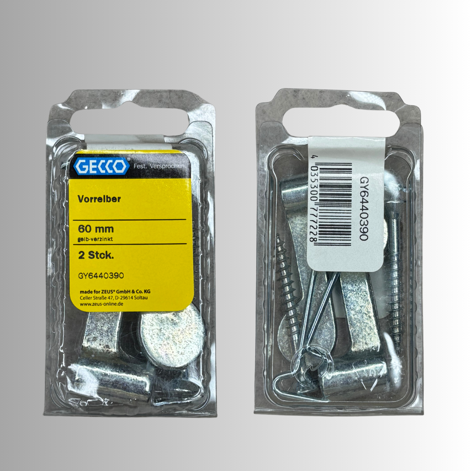 No.4 Gecco Vorreiber 60mm - 2 Stück  Gelb-Verzinkt